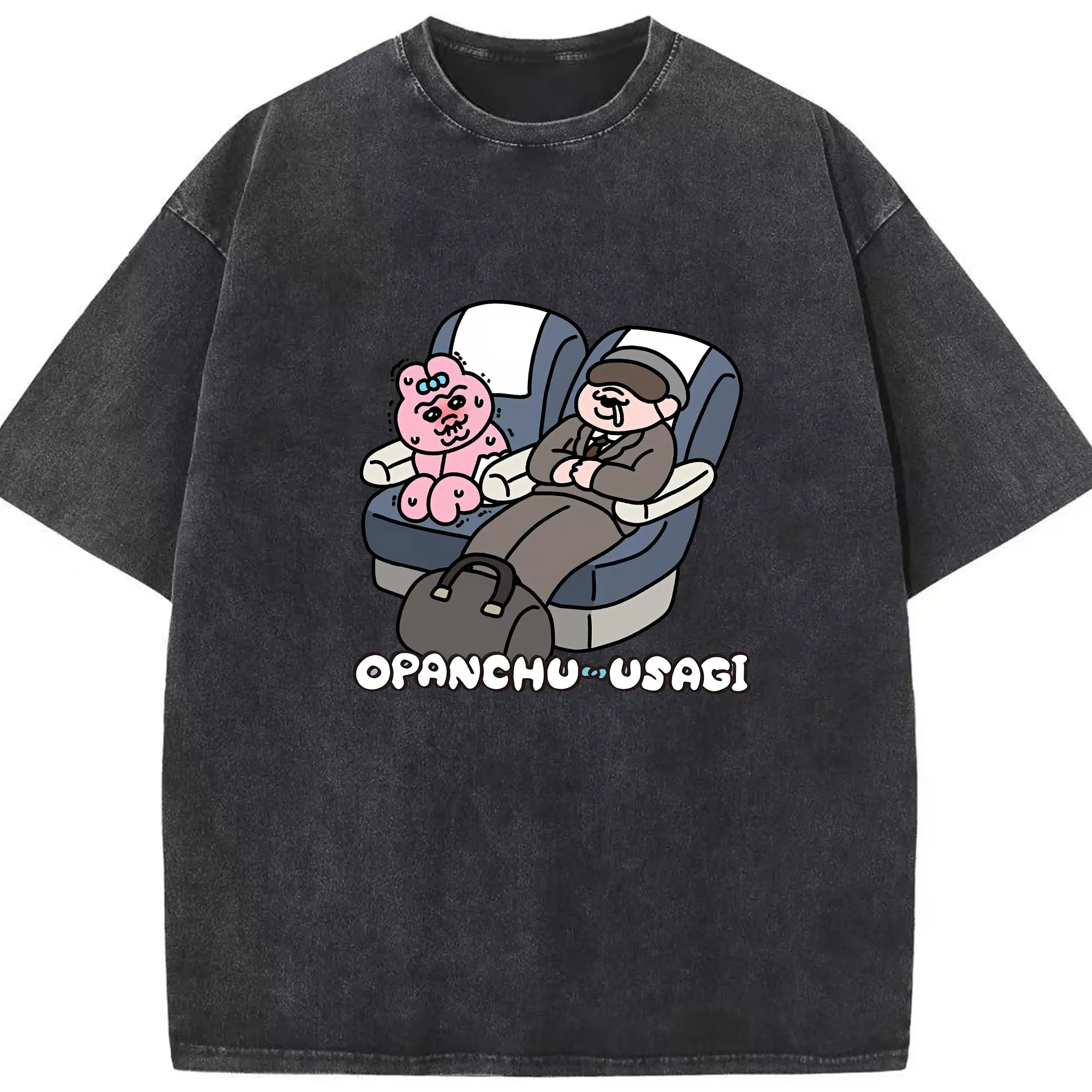 おぱんちゅうさぎ グッズ おぱんちゅうさぎ - 綿100％ ヴィンテージ風 半袖Tシャツ ・ フロントプリント ・ 柔らか肌触り ・ 通気性 快適 ・ スポーツ カジュアル 外出用