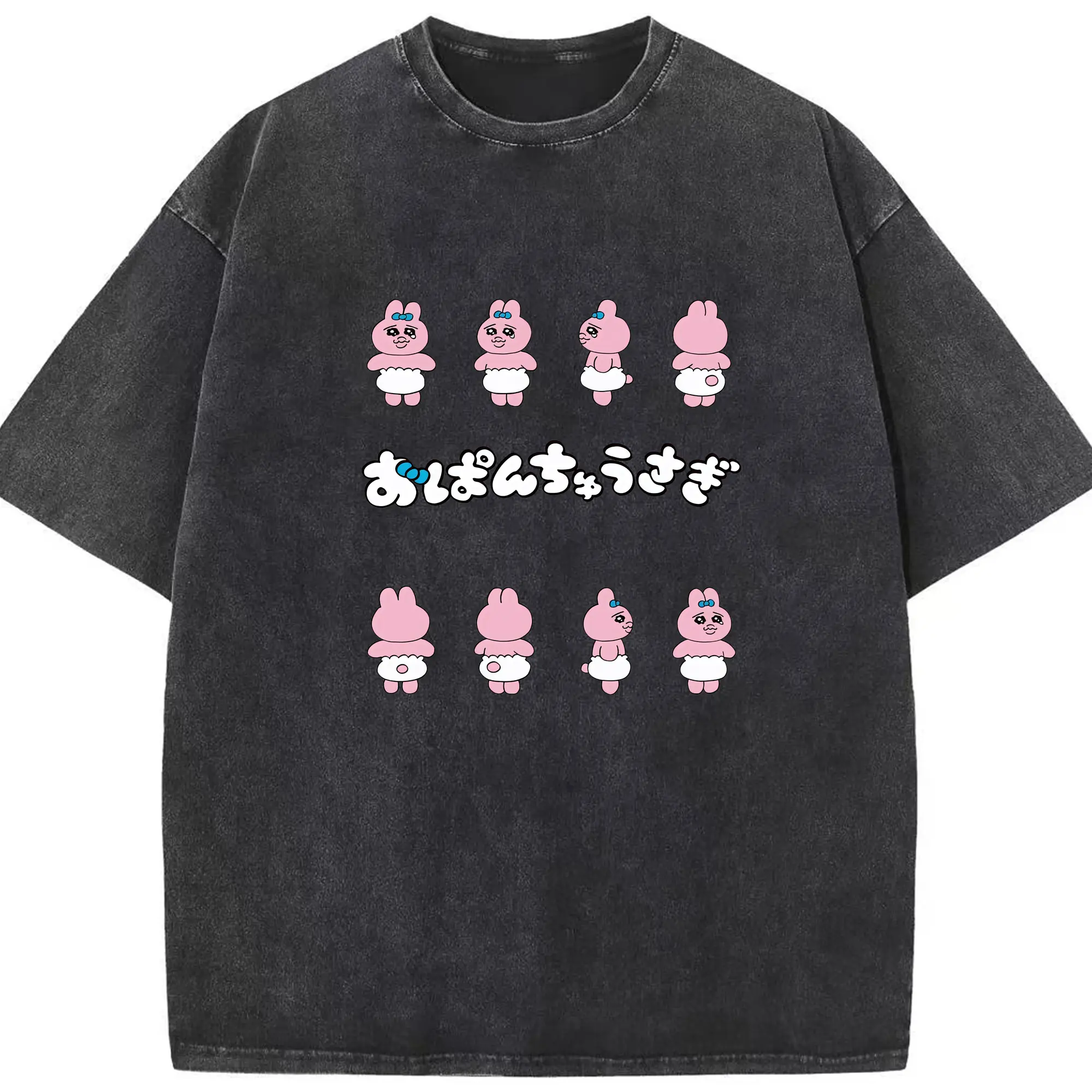 おぱんちゅうさぎ グッズ おぱんちゅうさぎ - 綿100％ ヴィンテージ風 半袖Tシャツ ・ フロントプリント ・ 柔らか肌触り ・ 通気性 快適 ・ スポーツ カジュアル 外出用