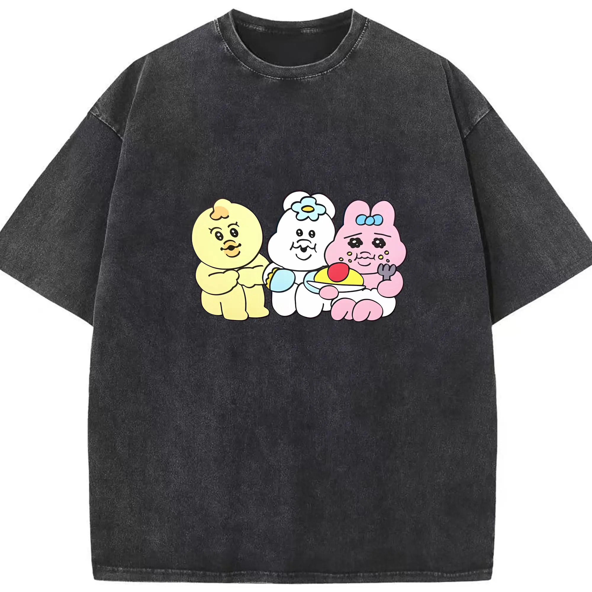 おぱんちゅうさぎ グッズ おぱんちゅうさぎ - 綿100％ ヴィンテージ風 半袖Tシャツ ・ フロントプリント ・ 柔らか肌触り ・ 通気性 快適 ・ スポーツ カジュアル 外出用