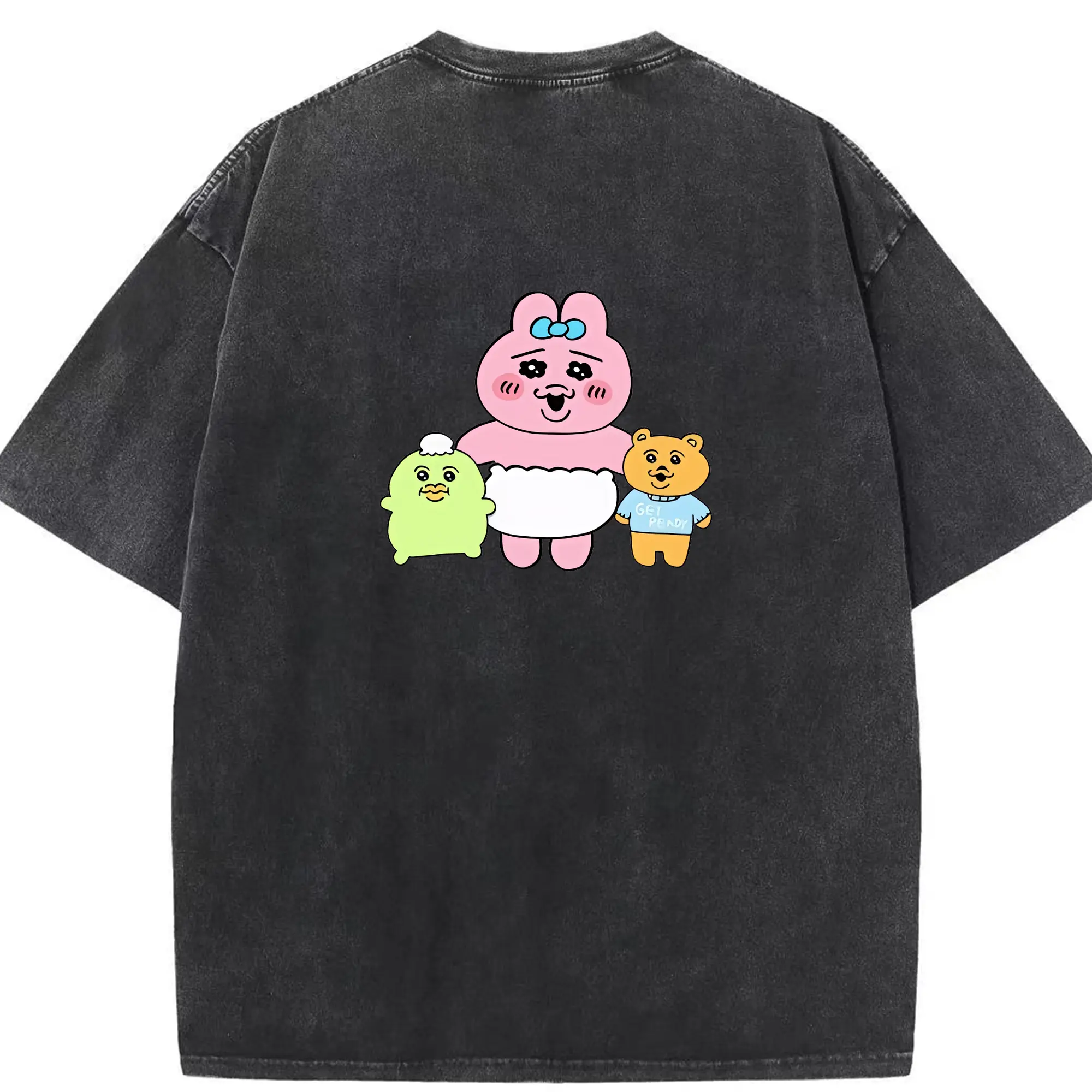 おぱんちゅうさぎ グッズ おぱんちゅうさぎ - 綿100％ ヴィンテージ風 半袖Tシャツ ・ 背面プリント ・ 柔らか肌触り ・ 通気性 快適 ・ スポーツ カジュアル 外出用