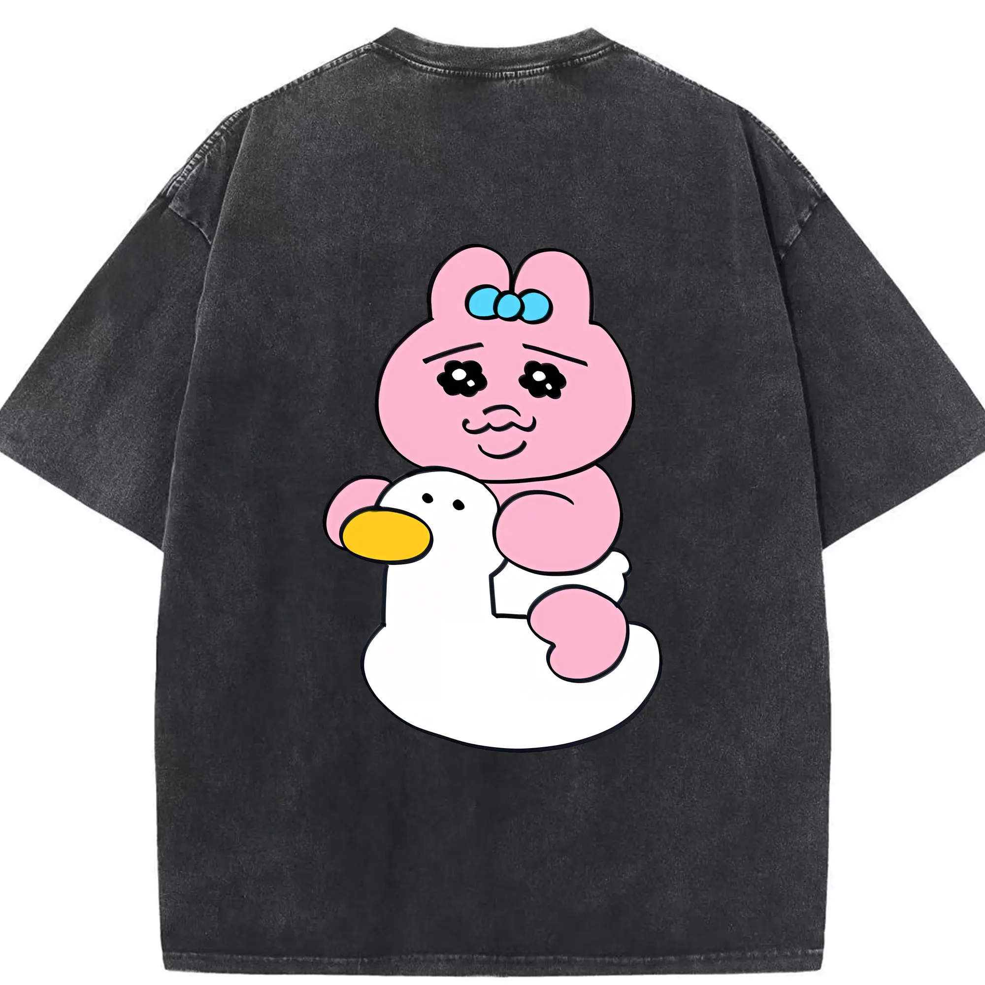 おぱんちゅうさぎ グッズ おぱんちゅうさぎ - 綿100％ ヴィンテージ風 半袖Tシャツ ・ 背面プリント ・ 柔らか肌触り ・ 通気性 快適 ・ スポーツ カジュアル 外出用