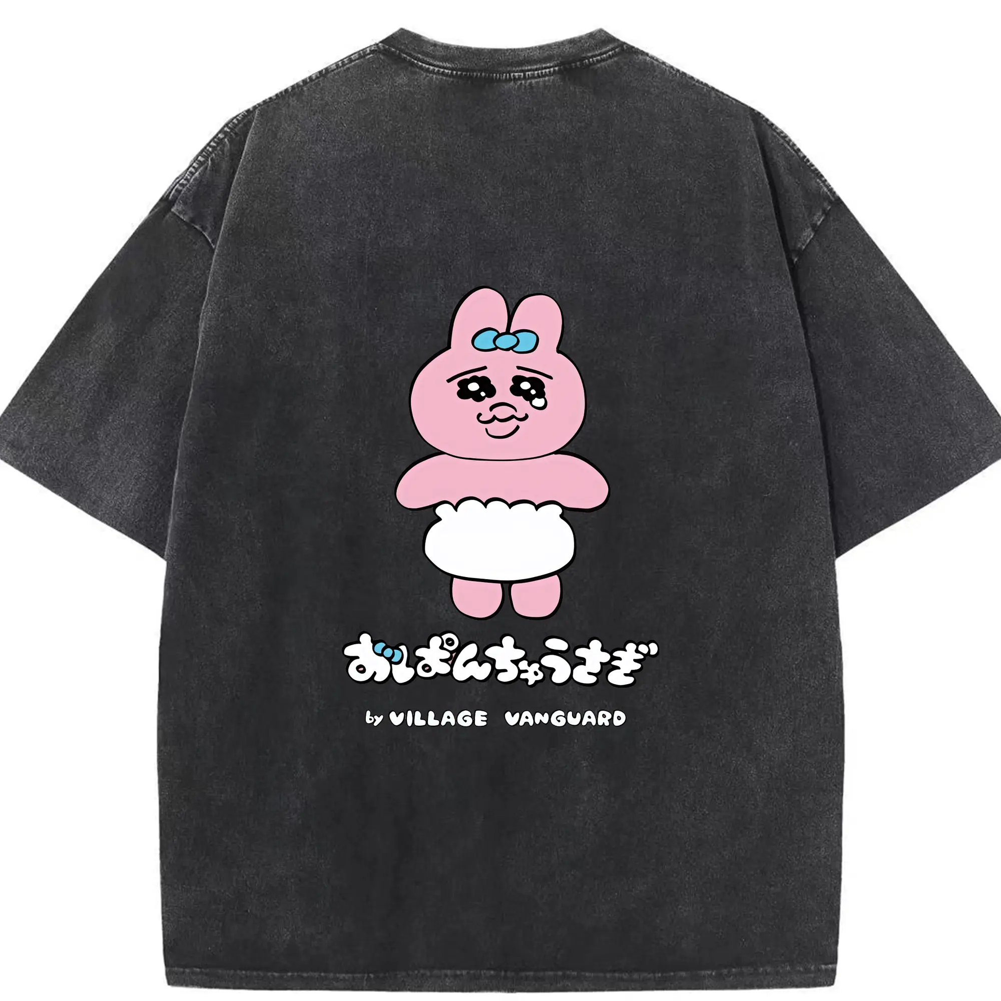 おぱんちゅうさぎ グッズ おぱんちゅうさぎ - 綿100％ ヴィンテージ風 半袖Tシャツ ・ 背面プリント ・ 柔らか肌触り ・ 通気性 快適 ・ スポーツ カジュアル 外出用