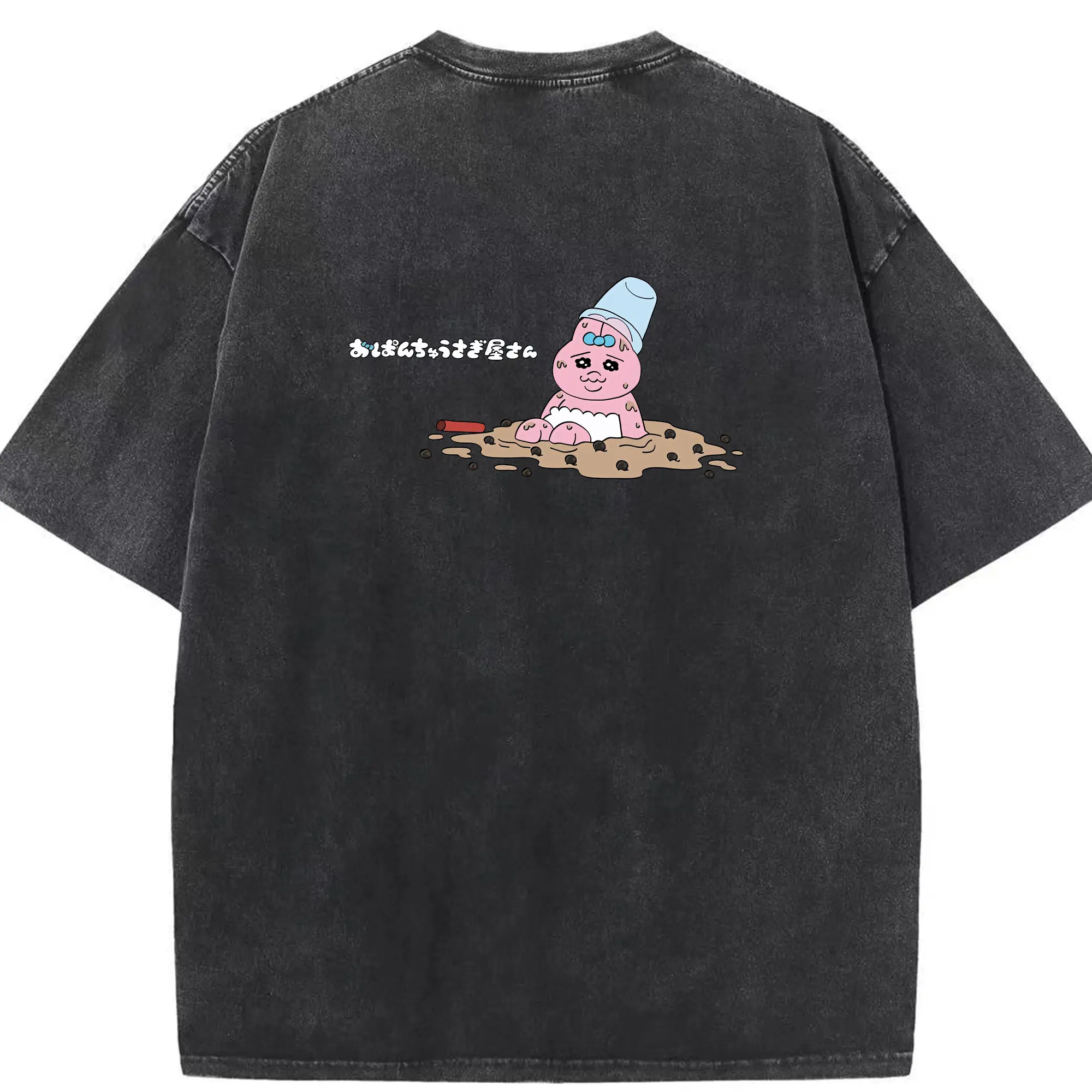 おぱんちゅうさぎ グッズ おぱんちゅうさぎ - 綿100％ ヴィンテージ風 半袖Tシャツ ・ 背面プリント ・ 柔らか肌触り ・ 通気性 快適 ・ スポーツ カジュアル 外出用