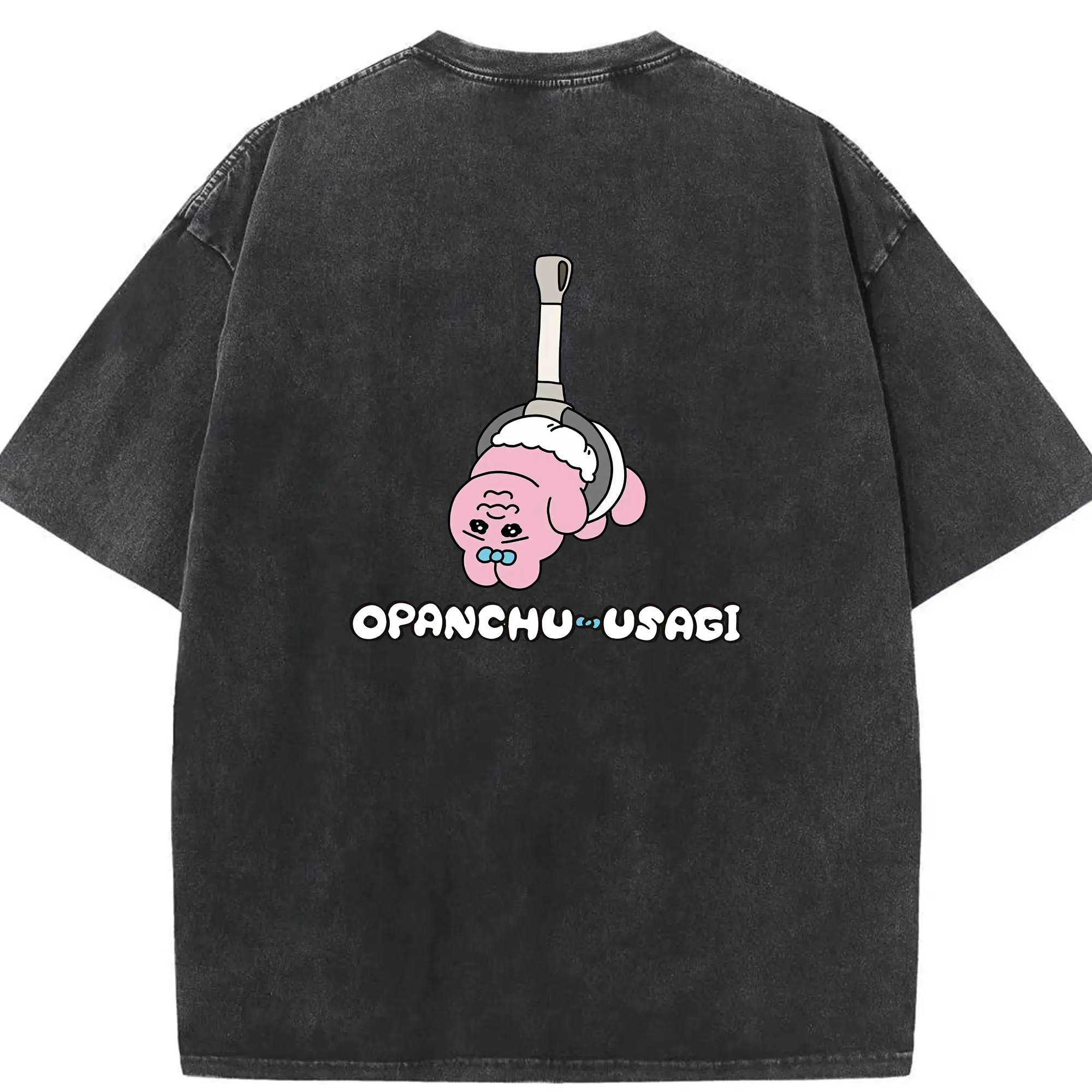 おぱんちゅうさぎ グッズ おぱんちゅうさぎ - 綿100％ ヴィンテージ風 半袖Tシャツ ・ 背面プリント ・ 柔らか肌触り ・ 通気性 快適 ・ スポーツ カジュアル 外出用