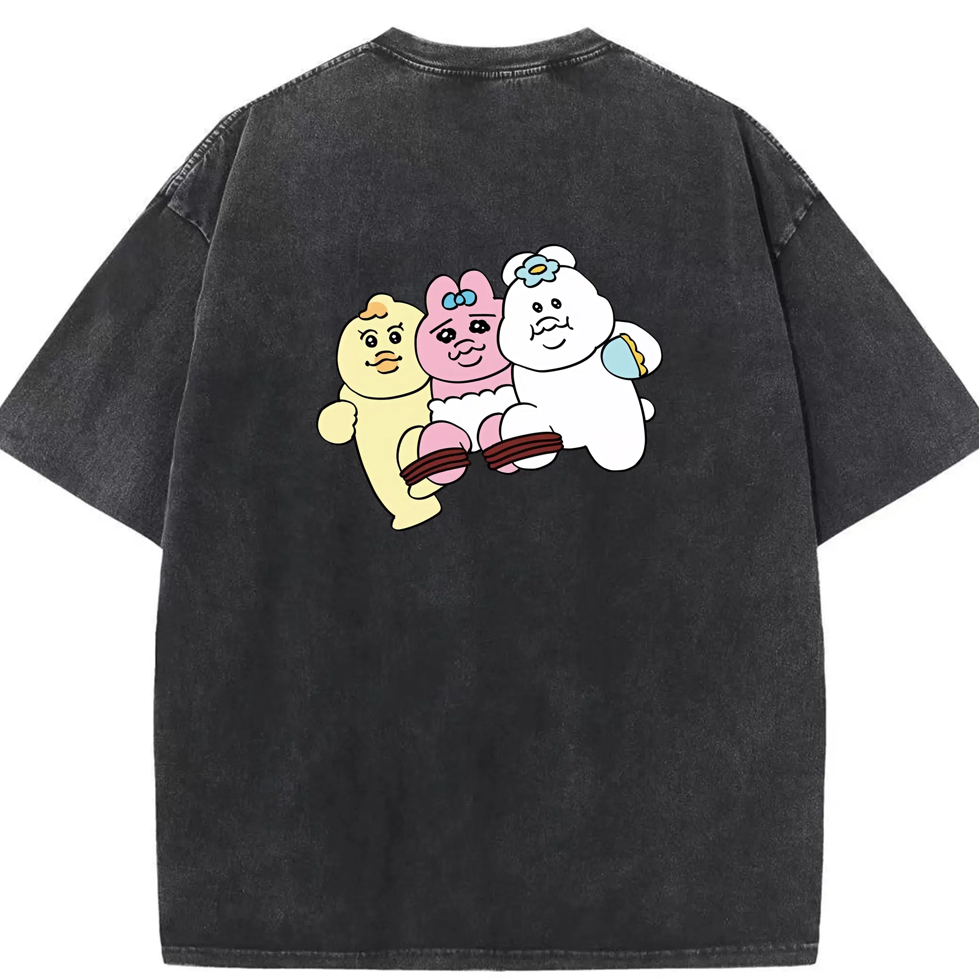 おぱんちゅうさぎ グッズ おぱんちゅうさぎ - 綿100％ ヴィンテージ風 半袖Tシャツ ・ 背面プリント ・ 柔らか肌触り ・ 通気性 快適 ・ スポーツ カジュアル 外出用