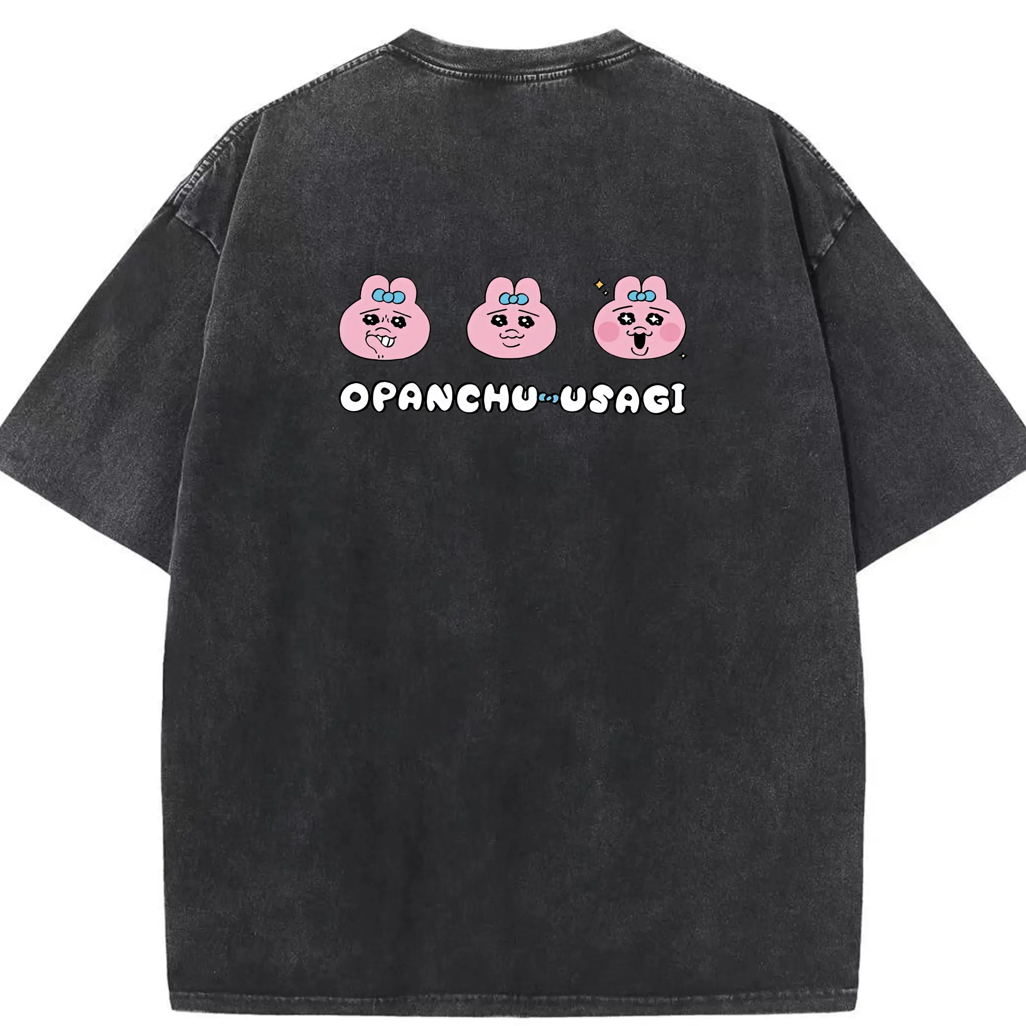 おぱんちゅうさぎ グッズ おぱんちゅうさぎ - 綿100％ ヴィンテージ風 半袖Tシャツ ・ 背面プリント ・ 柔らか肌触り ・ 通気性 快適 ・ スポーツ カジュアル 外出用