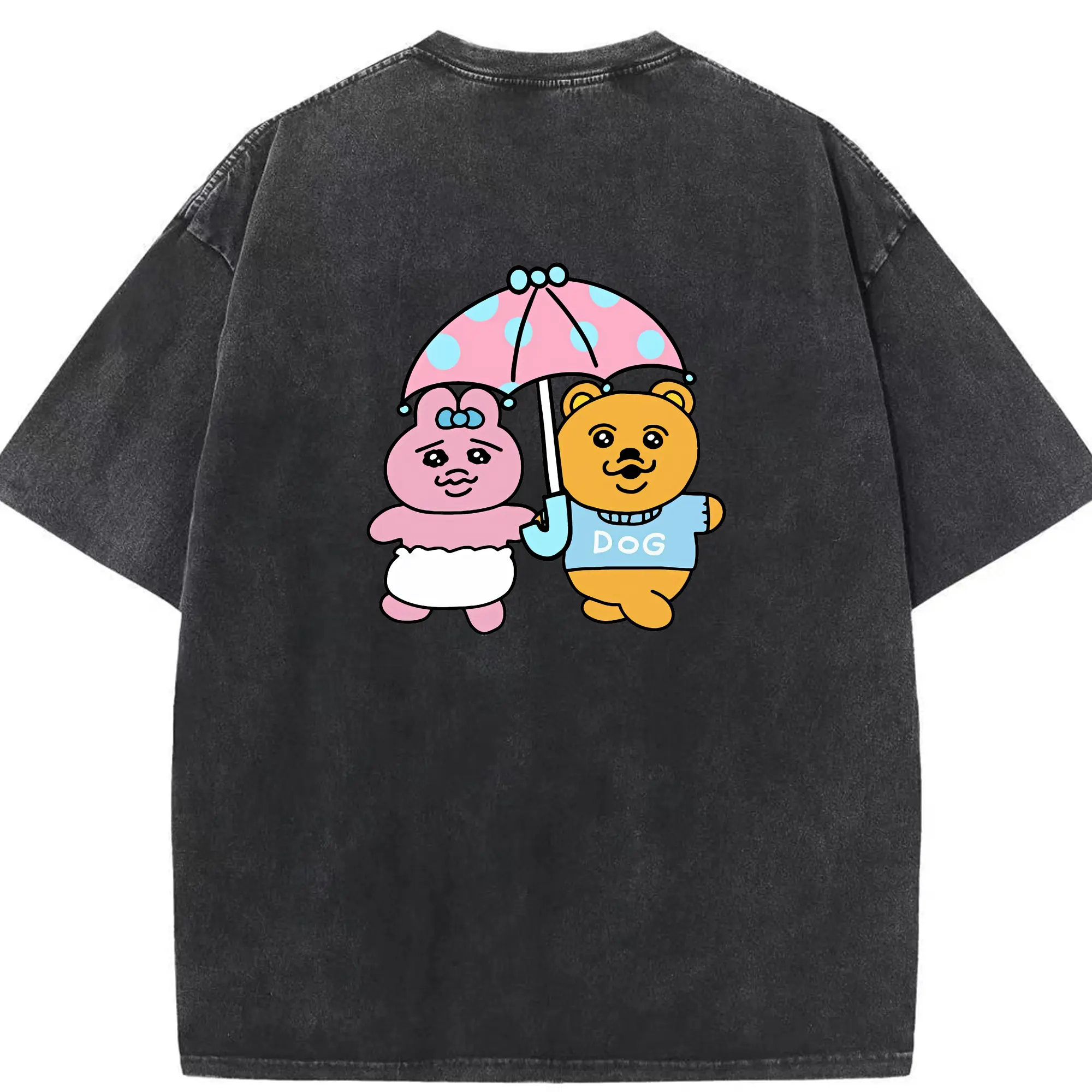 おぱんちゅうさぎ グッズ おぱんちゅうさぎ - 綿100％ ヴィンテージ風 半袖Tシャツ ・ 背面プリント ・ 柔らか肌触り ・ 通気性 快適 ・ スポーツ カジュアル 外出用