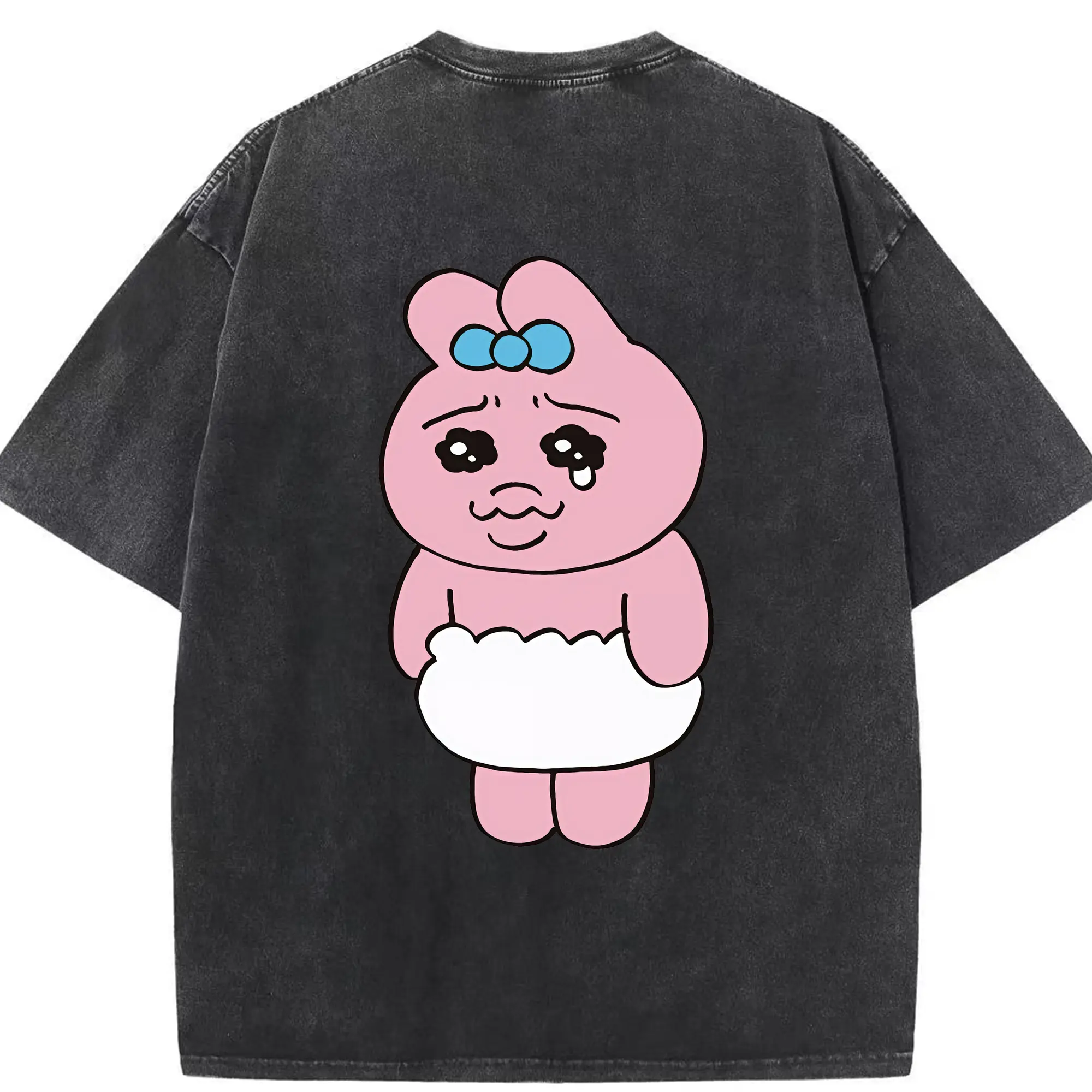 おぱんちゅうさぎ グッズ おぱんちゅうさぎ - 綿100％ ヴィンテージ風 半袖Tシャツ ・ 背面プリント ・ 柔らか肌触り ・ 通気性 快適 ・ スポーツ カジュアル 外出用