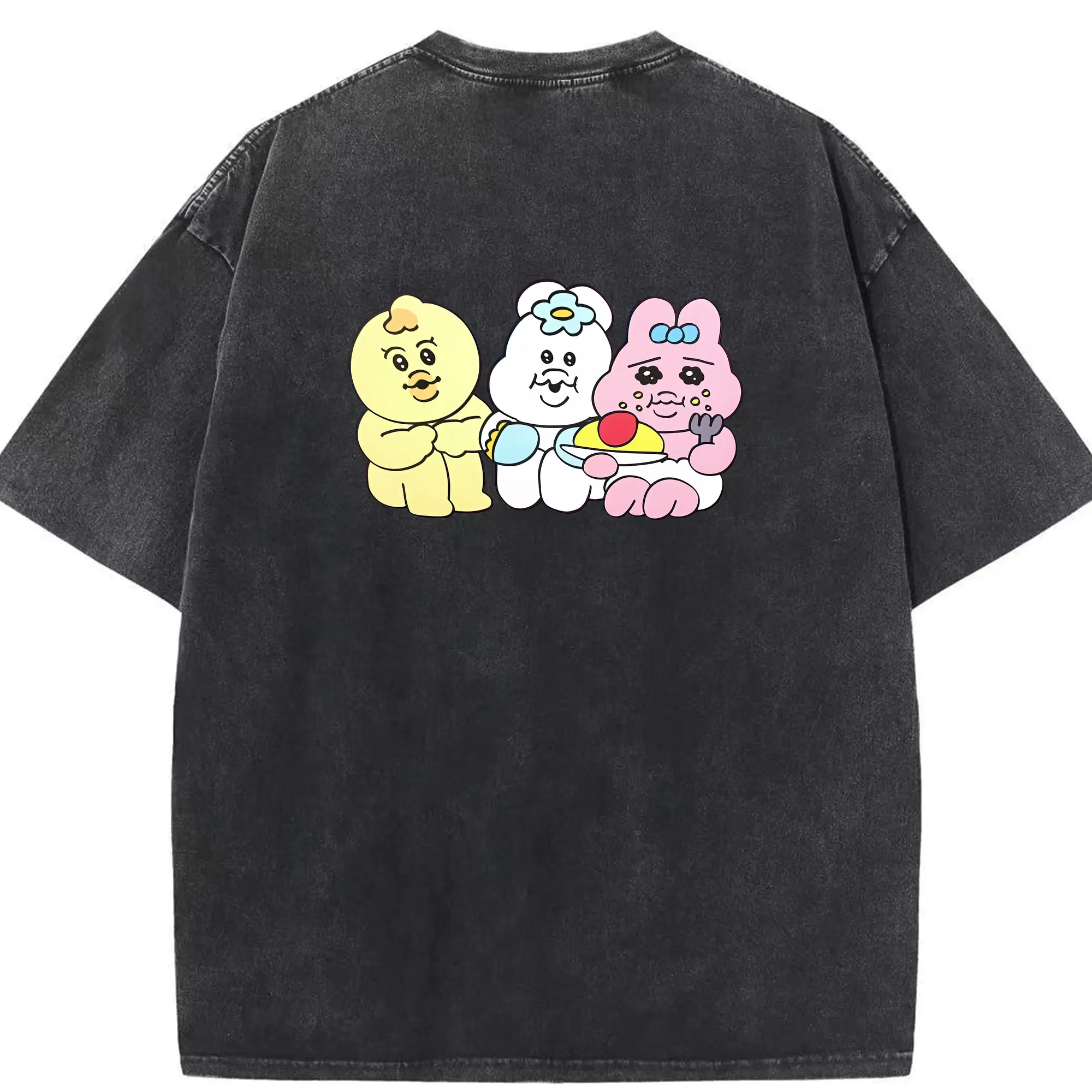 おぱんちゅうさぎ グッズ おぱんちゅうさぎ - 綿100％ ヴィンテージ風 半袖Tシャツ ・ 背面プリント ・ 柔らか肌触り ・ 通気性 快適 ・ スポーツ カジュアル 外出用