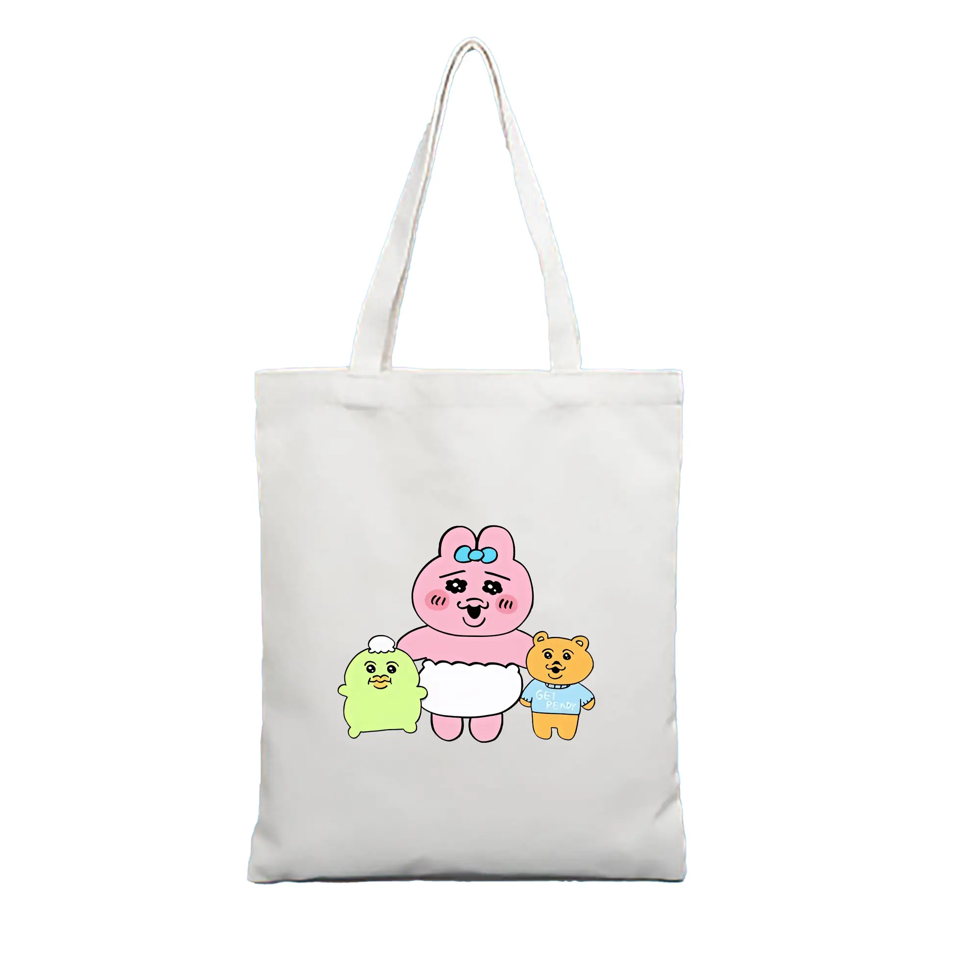 おぱんちゅうさぎ グッズ おぱんちゅうさぎ - 縦型キャンバス手提げバッグ（トートバッグ） ・ キャンバス素材 ・ ショッピング用 ・ 軽量 丈夫 お手入れ簡単