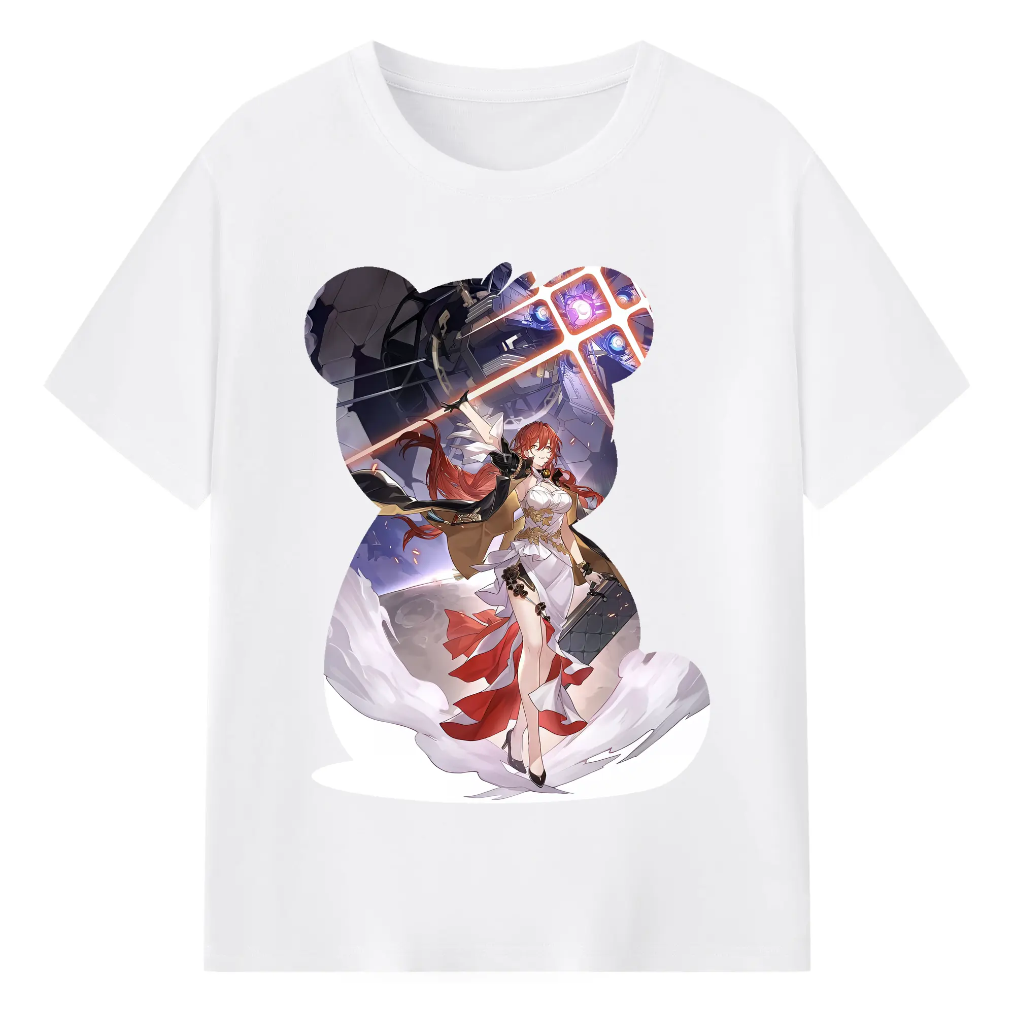 崩壊：スターレイル グッズ 姫子 - 綿100％ 半袖Tシャツ ・ フロントプリント ・ 快適 通気性 ・ 日常使い 散歩 スポーツ用