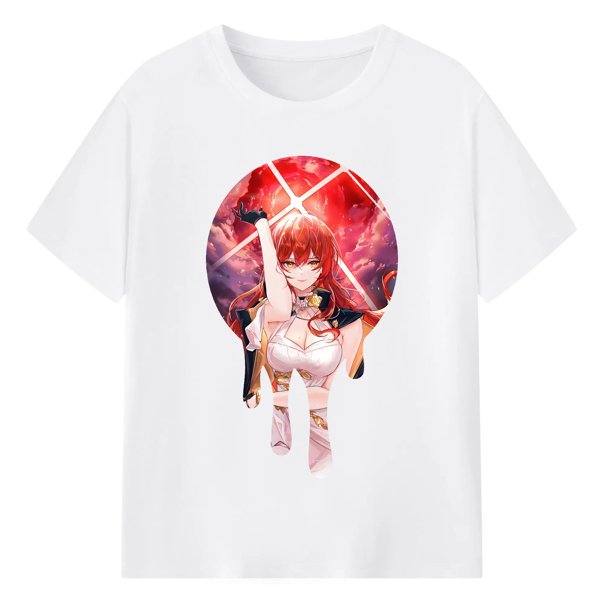 崩壊：スターレイル グッズ 姫子 - 綿100％ 半袖Tシャツ ・ フロントプリント ・ 快適 通気性 ・ 日常使い 散歩 スポーツ用