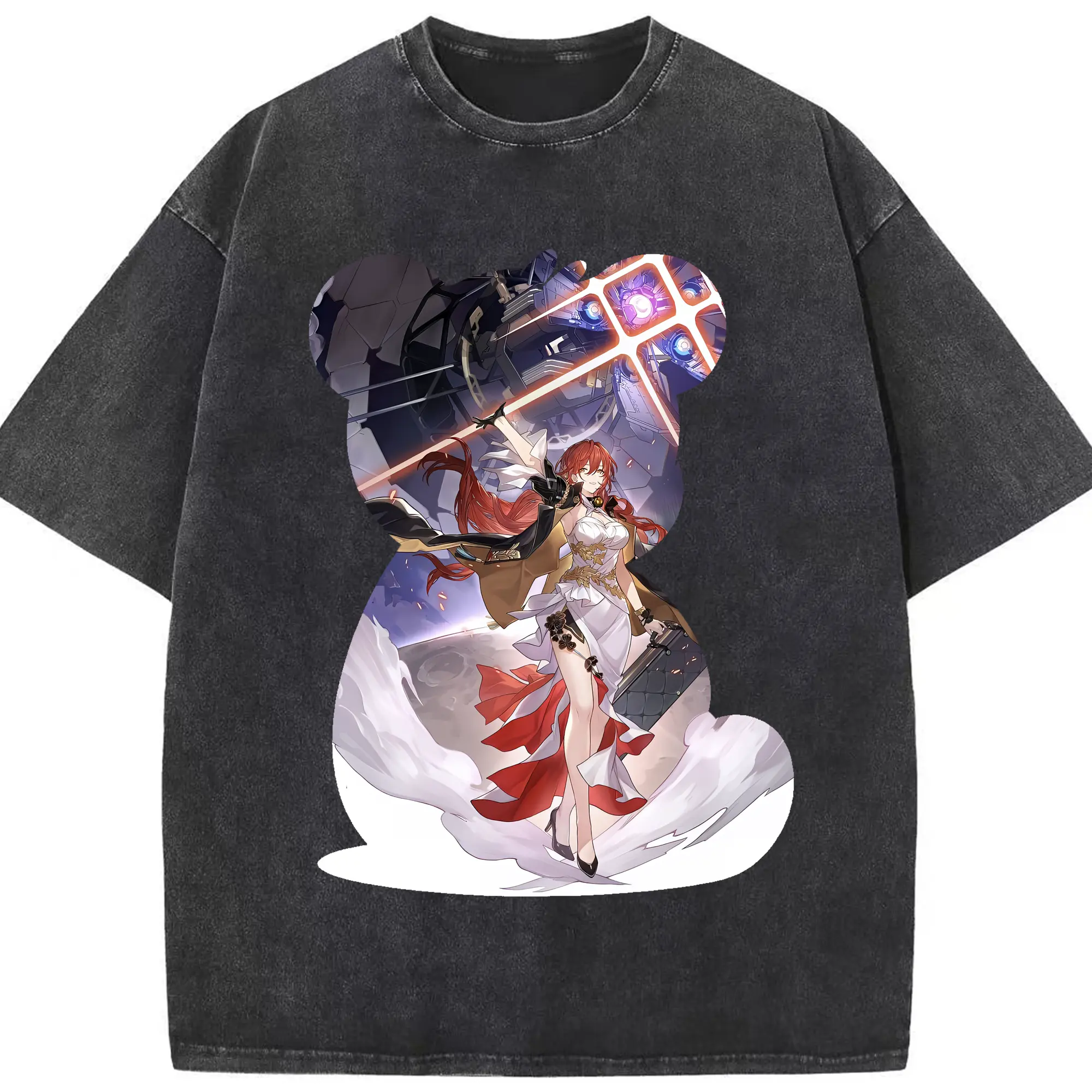 崩壊：スターレイル グッズ 姫子 - 綿100％ ヴィンテージ風 半袖Tシャツ ・ フロントプリント ・ 柔らか肌触り ・ 通気性 快適 ・ スポーツ カジュアル 外出用