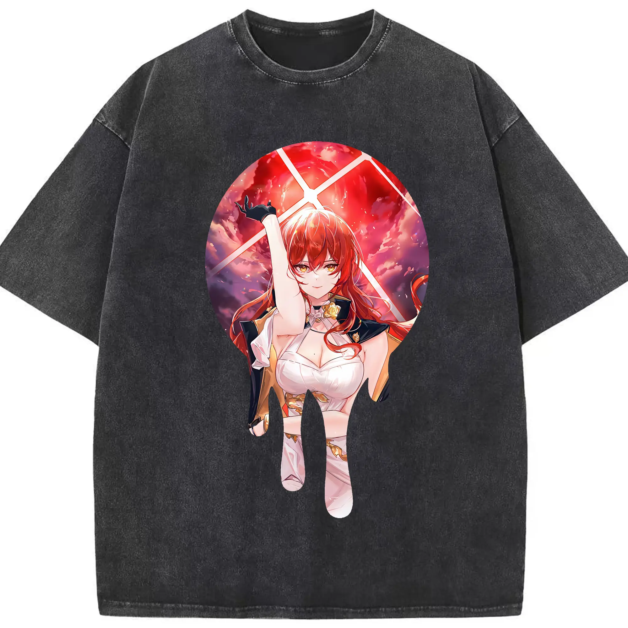 崩壊：スターレイル グッズ 姫子 - 綿100％ ヴィンテージ風 半袖Tシャツ ・ フロントプリント ・ 柔らか肌触り ・ 通気性 快適 ・ スポーツ カジュアル 外出用