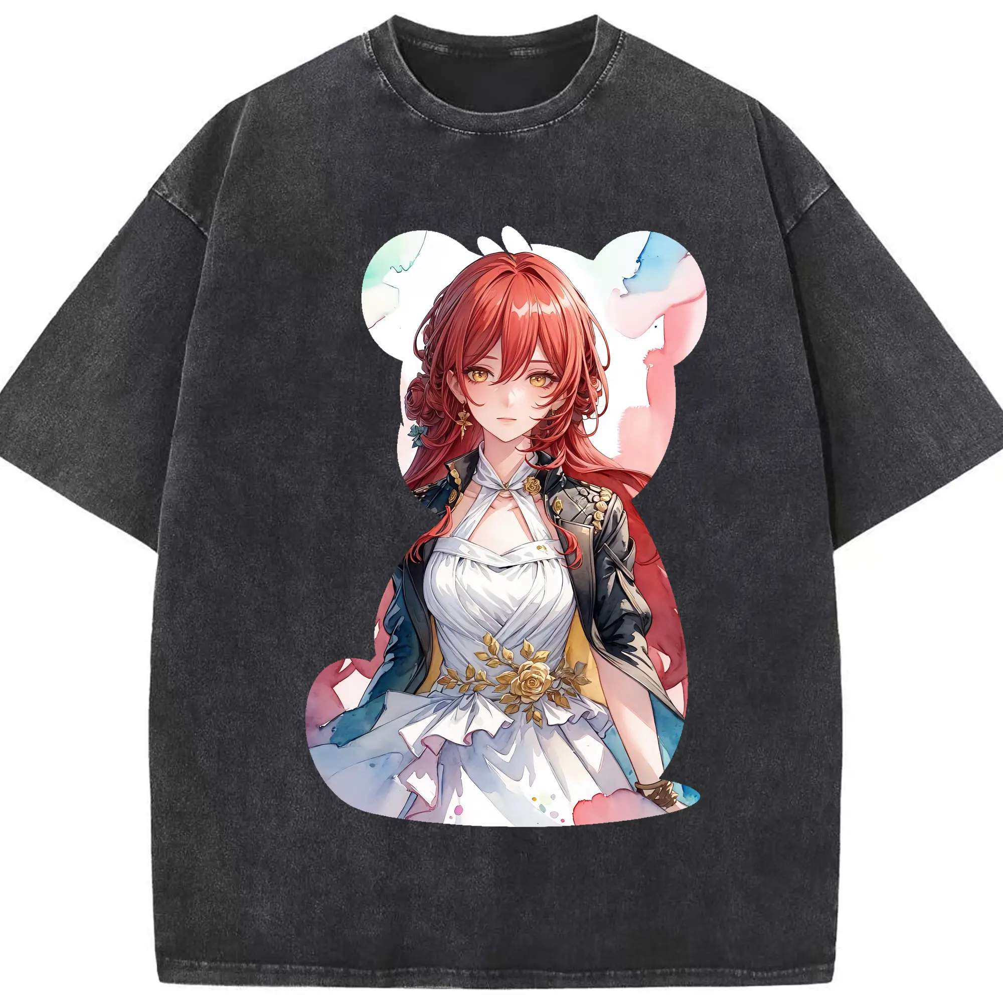 崩壊：スターレイル グッズ 姫子 - 綿100％ ヴィンテージ風 半袖Tシャツ ・ フロントプリント ・ 柔らか肌触り ・ 通気性 快適 ・ スポーツ カジュアル 外出用