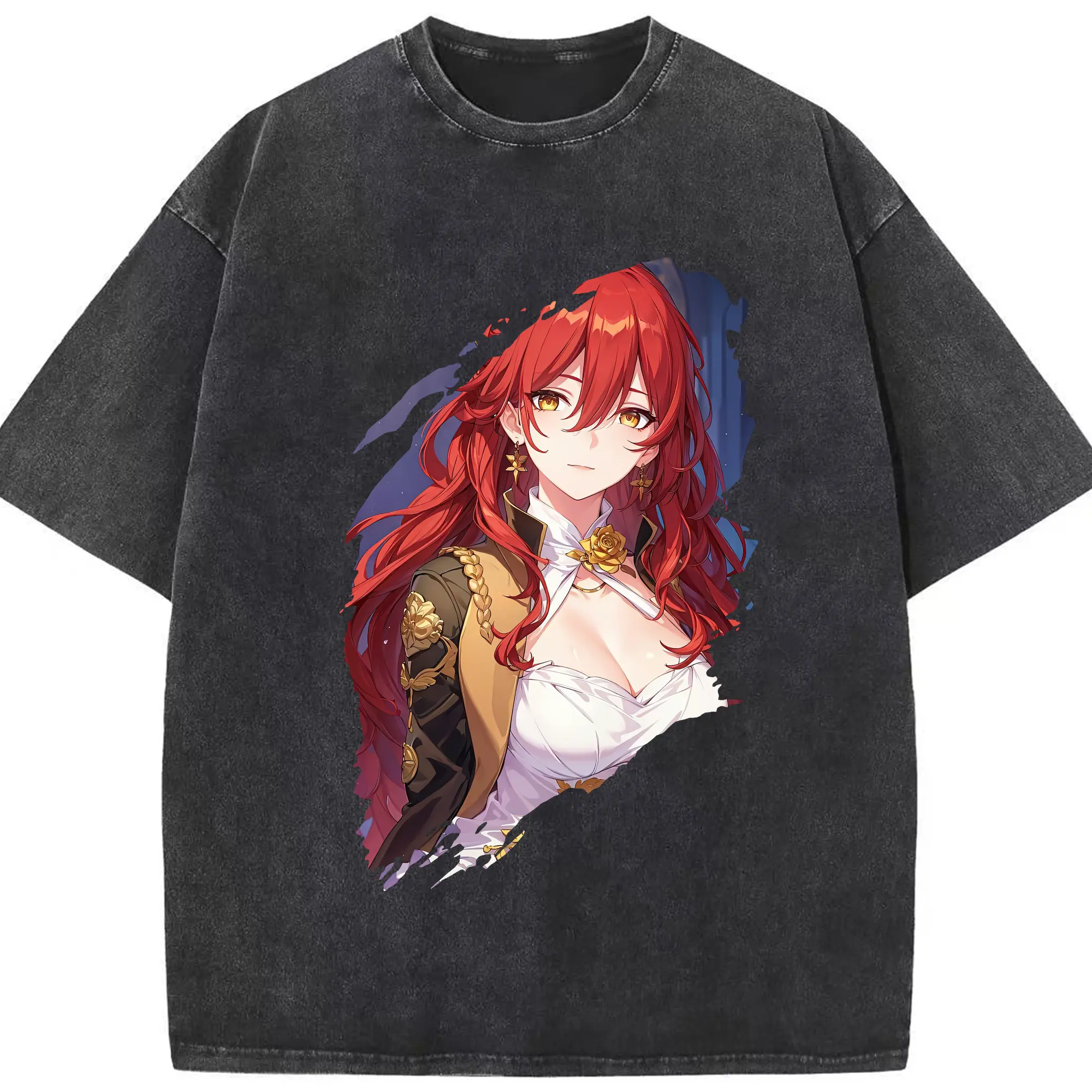 崩壊：スターレイル グッズ 姫子 - 綿100％ ヴィンテージ風 半袖Tシャツ ・ フロントプリント ・ 柔らか肌触り ・ 通気性 快適 ・ スポーツ カジュアル 外出用