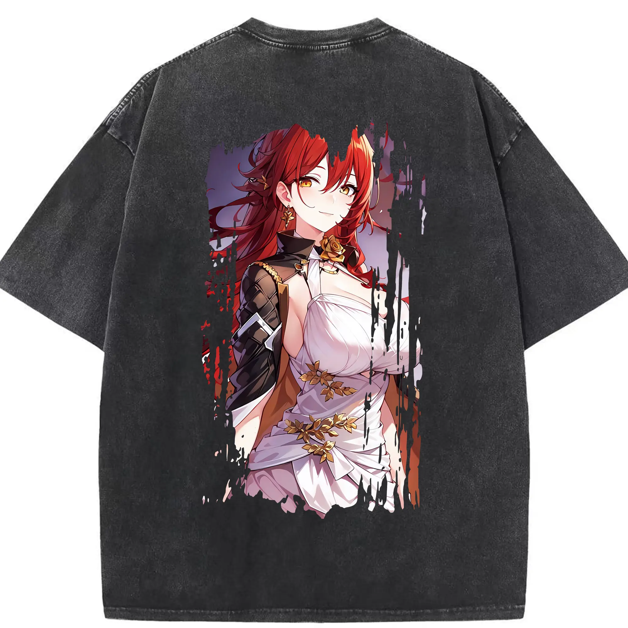 崩壊：スターレイル グッズ 姫子 - 綿100％ ヴィンテージ風 半袖Tシャツ ・ 背面プリント ・ 柔らか肌触り ・ 通気性 快適 ・ スポーツ カジュアル 外出用