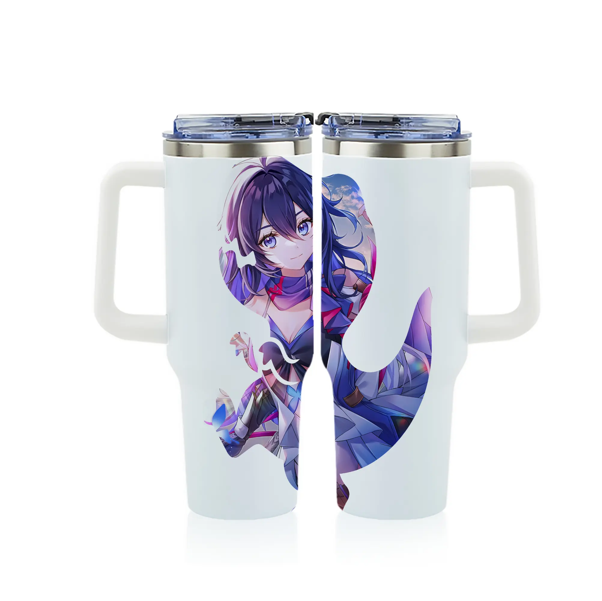 崩壊：スターレイル グッズ ゼーレ - 1200mL フルプリント車用タンブラー ・ 304ステンレス 内側 ・ 201ステンレス 外側 ・ 保温 保冷 ・ 通勤 ドライブ アウトドア用