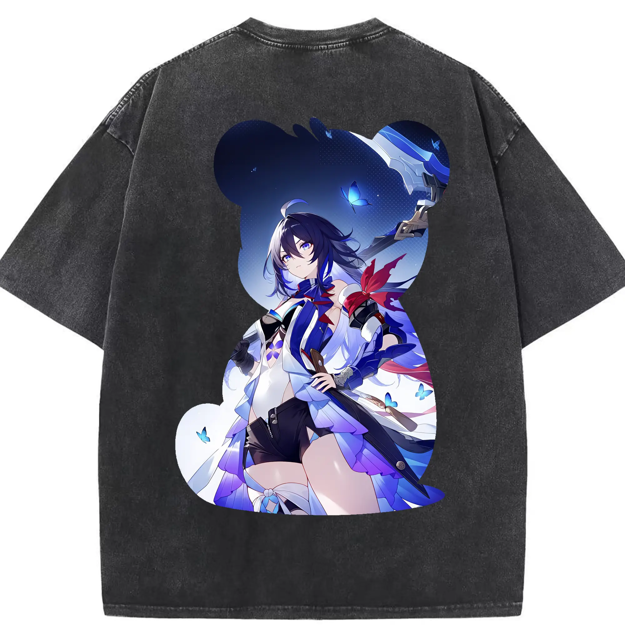 崩壊：スターレイル グッズ ゼーレ - 綿100％ ヴィンテージ風 半袖Tシャツ ・ 背面プリント ・ 柔らか肌触り ・ 通気性 快適 ・ スポーツ カジュアル 外出用