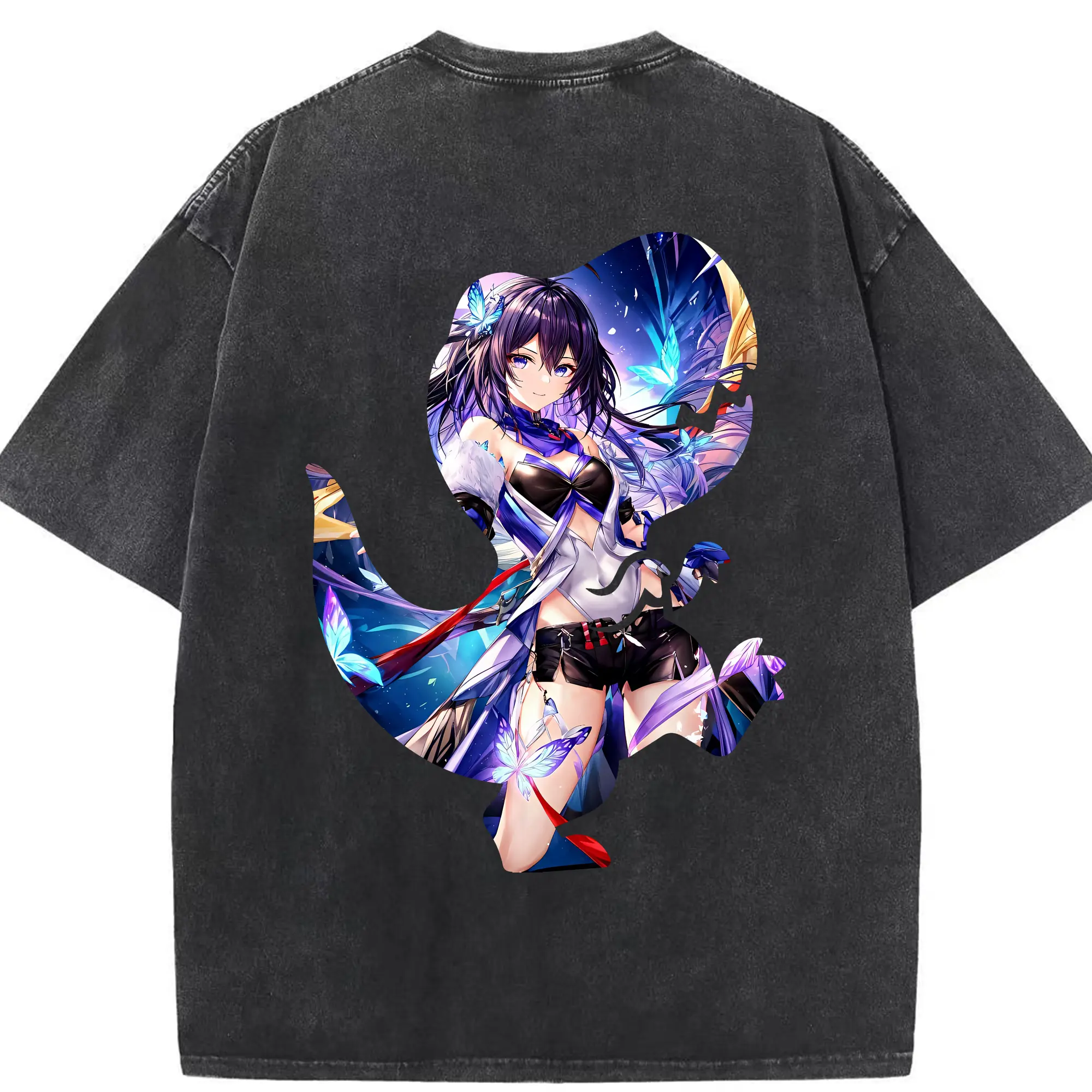 崩壊：スターレイル グッズ ゼーレ - 綿100％ ヴィンテージ風 半袖Tシャツ ・ 背面プリント ・ 柔らか肌触り ・ 通気性 快適 ・ スポーツ カジュアル 外出用