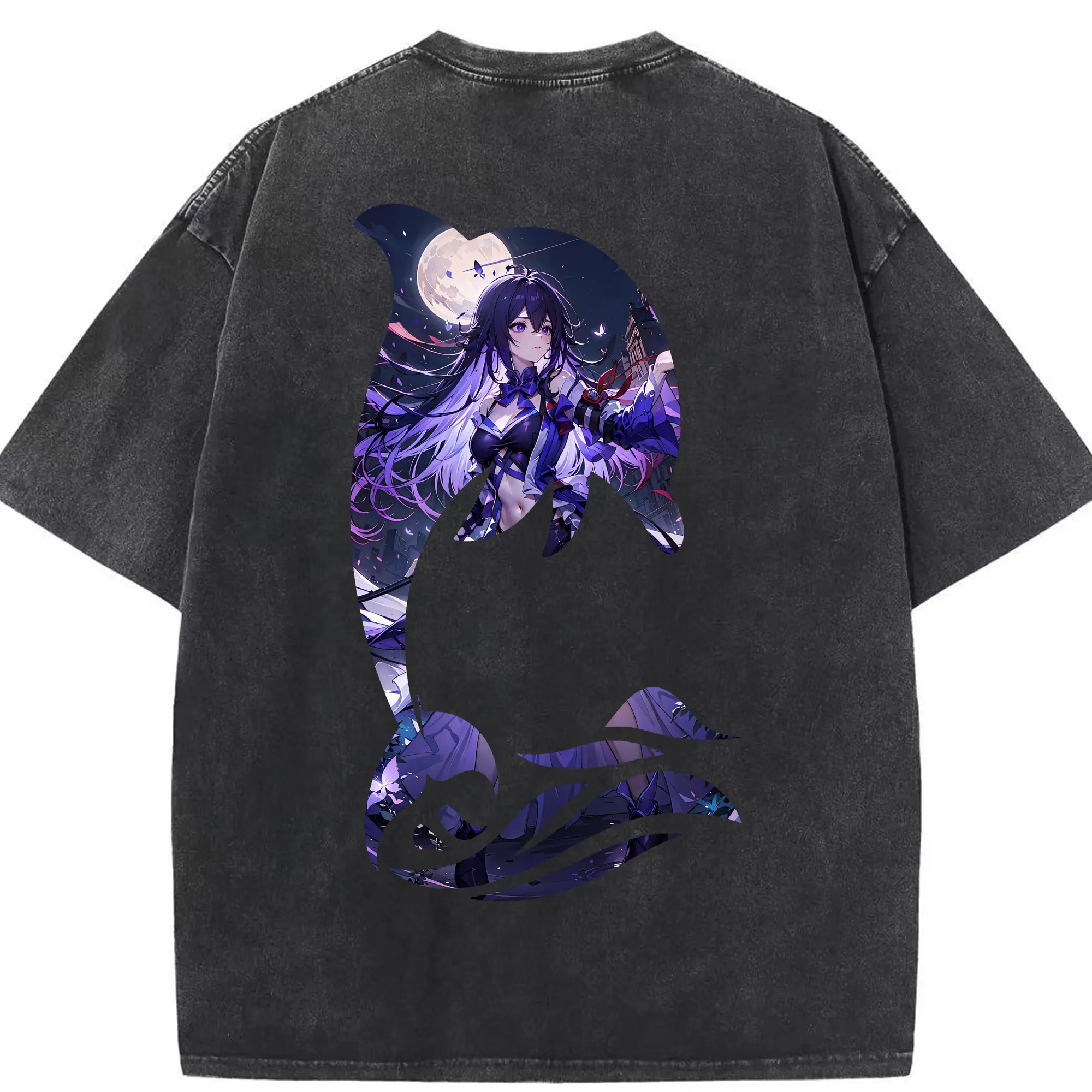 崩壊：スターレイル グッズ ゼーレ - 綿100％ ヴィンテージ風 半袖Tシャツ ・ 背面プリント ・ 柔らか肌触り ・ 通気性 快適 ・ スポーツ カジュアル 外出用