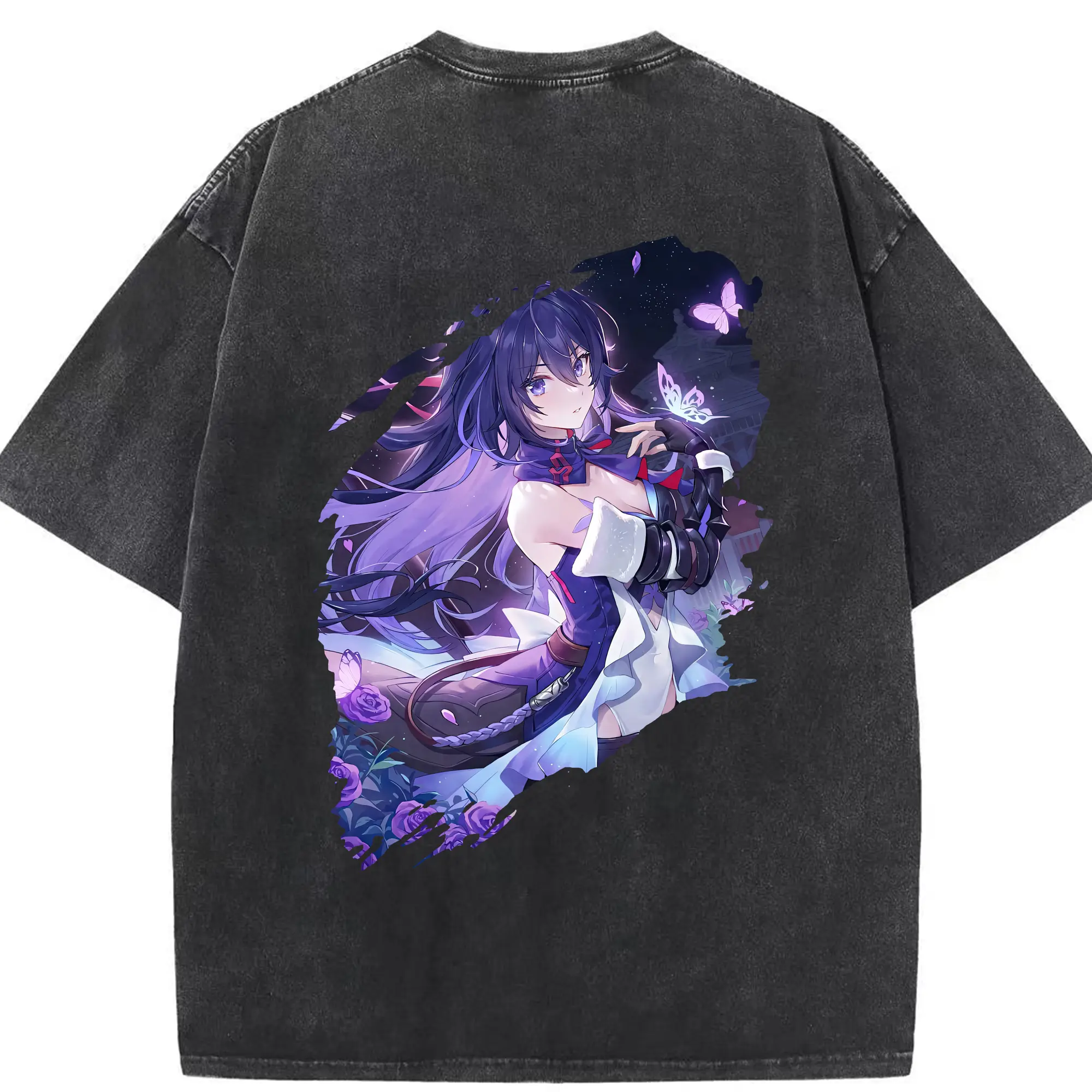 崩壊：スターレイル グッズ ゼーレ - 綿100％ ヴィンテージ風 半袖Tシャツ ・ 背面プリント ・ 柔らか肌触り ・ 通気性 快適 ・ スポーツ カジュアル 外出用