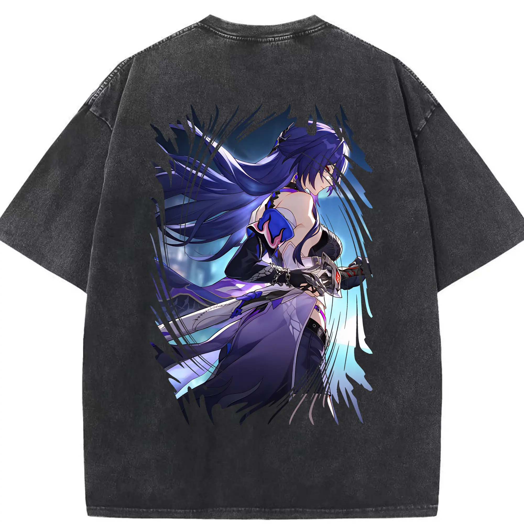 崩壊：スターレイル グッズ ゼーレ - 綿100％ ヴィンテージ風 半袖Tシャツ ・ 背面プリント ・ 柔らか肌触り ・ 通気性 快適 ・ スポーツ カジュアル 外出用