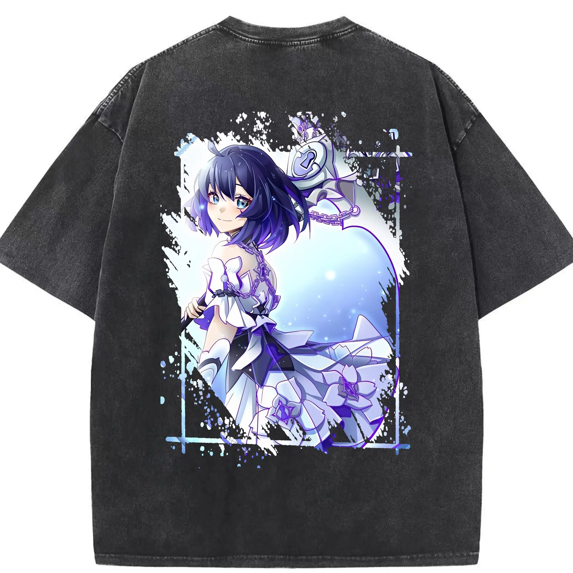 崩壊：スターレイル グッズ ゼーレ - 綿100％ ヴィンテージ風 半袖Tシャツ ・ 背面プリント ・ 柔らか肌触り ・ 通気性 快適 ・ スポーツ カジュアル 外出用