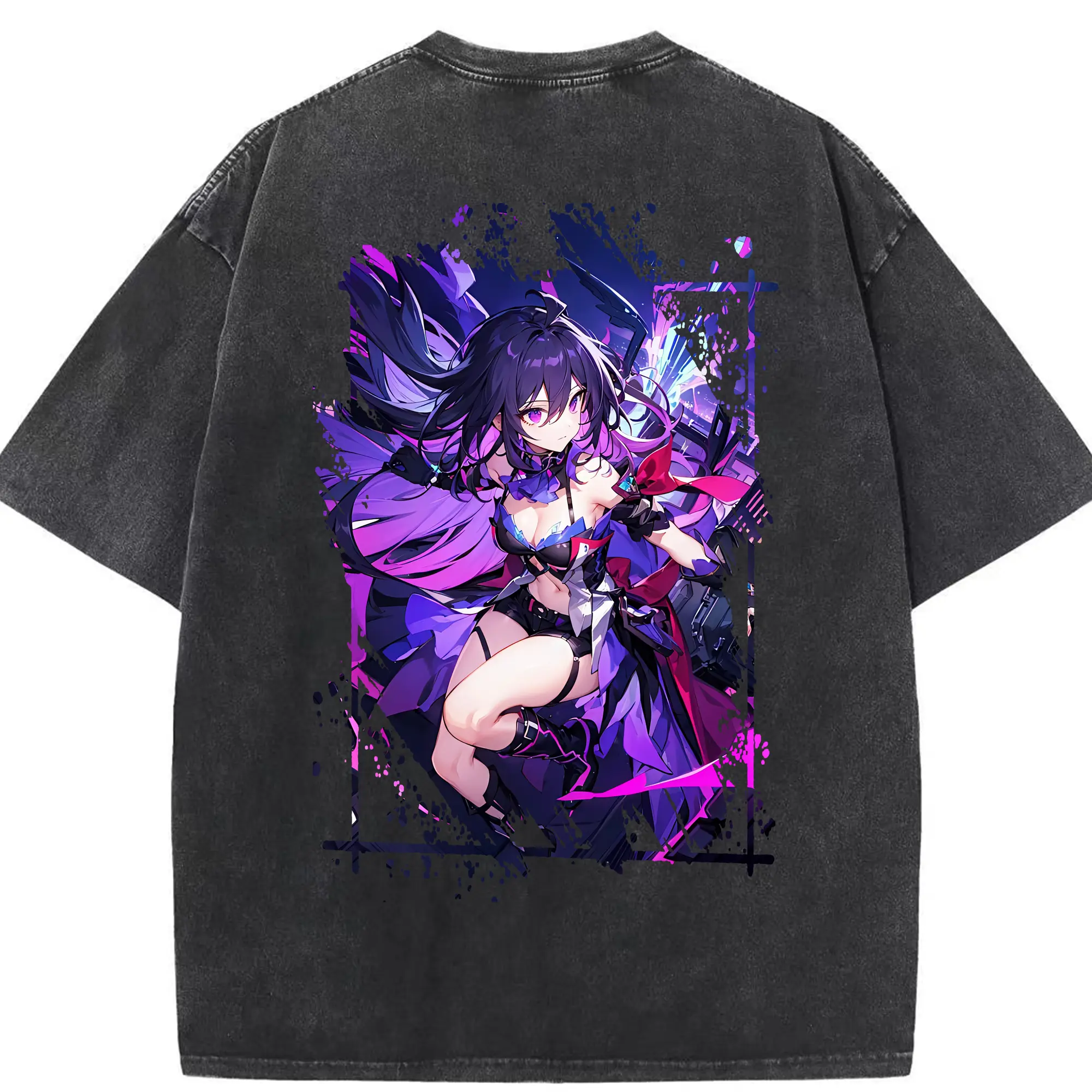 崩壊：スターレイル グッズ ゼーレ - 綿100％ ヴィンテージ風 半袖Tシャツ ・ 背面プリント ・ 柔らか肌触り ・ 通気性 快適 ・ スポーツ カジュアル 外出用