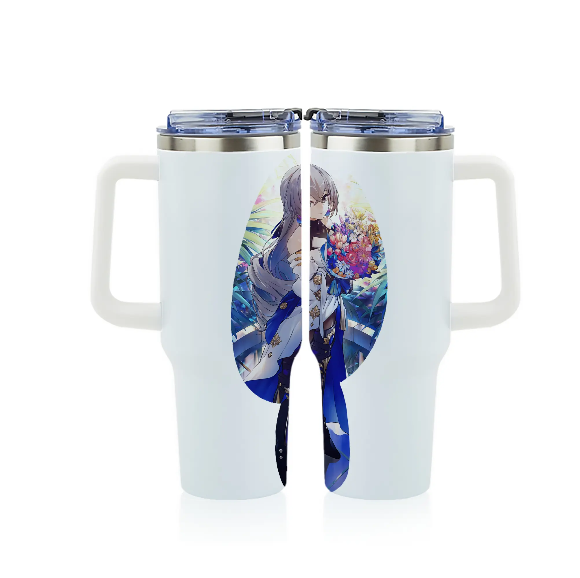 崩壊：スターレイル グッズ ブローニャ - 1200mL フルプリント車用タンブラー ・ 304ステンレス 内側 ・ 201ステンレス 外側 ・ 保温 保冷 ・ 通勤 ドライブ アウトドア用