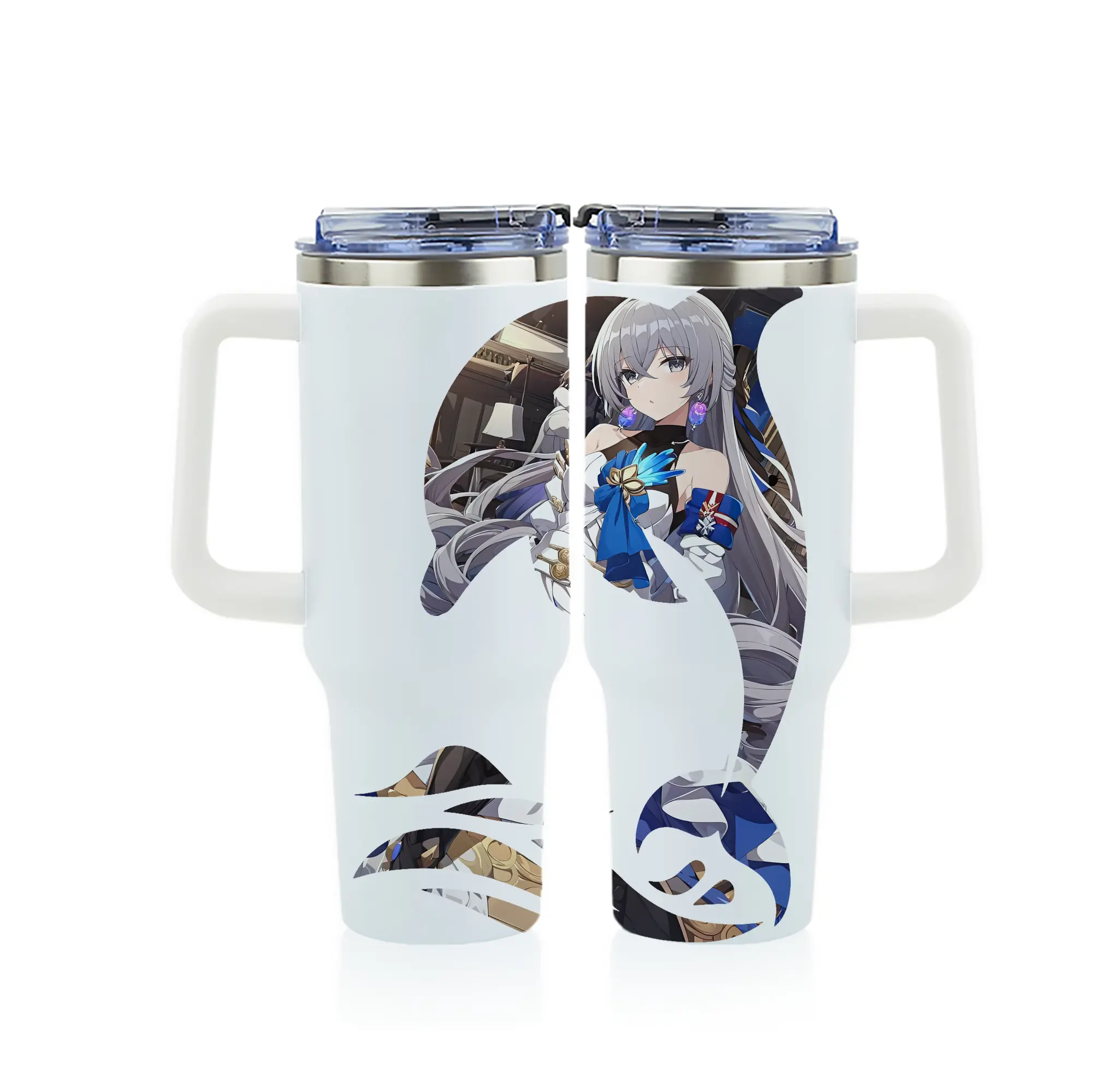 崩壊：スターレイル グッズ ブローニャ - 1200mL フルプリント車用タンブラー ・ 304ステンレス 内側 ・ 201ステンレス 外側 ・ 保温 保冷 ・ 通勤 ドライブ アウトドア用