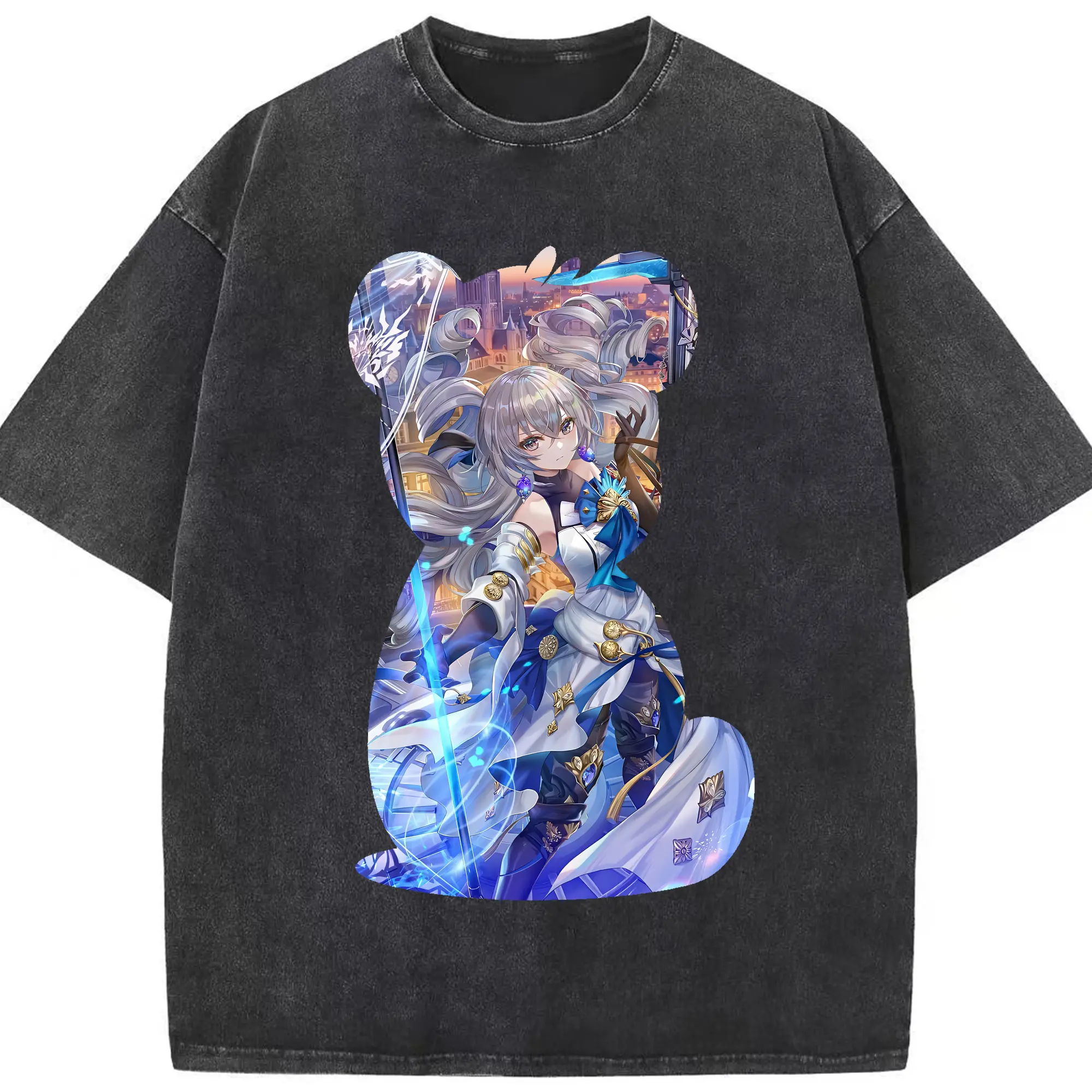 崩壊：スターレイル グッズ ブローニャ - 綿100％ ヴィンテージ風 半袖Tシャツ ・ フロントプリント ・ 柔らか肌触り ・ 通気性 快適 ・ スポーツ カジュアル 外出用