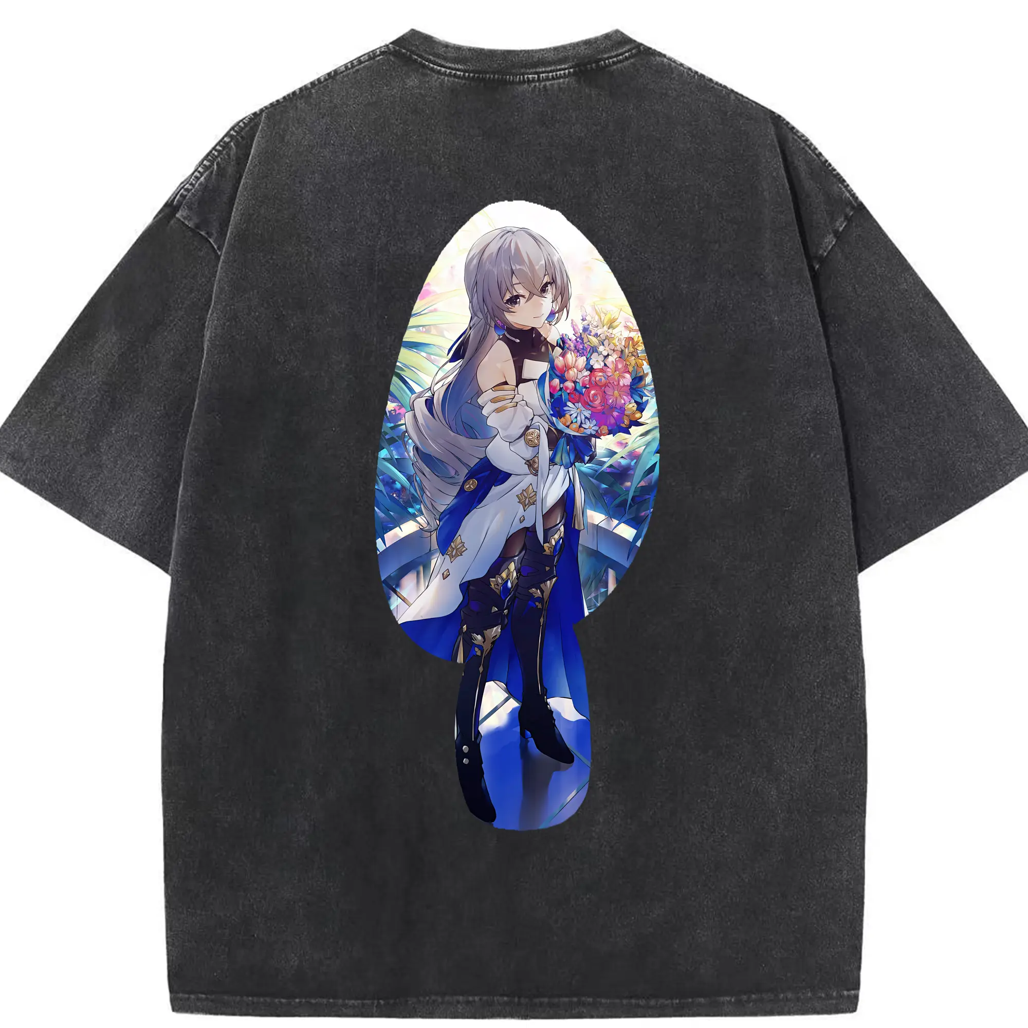 崩壊：スターレイル グッズ ブローニャ - 綿100％ ヴィンテージ風 半袖Tシャツ ・ 背面プリント ・ 柔らか肌触り ・ 通気性 快適 ・ スポーツ カジュアル 外出用