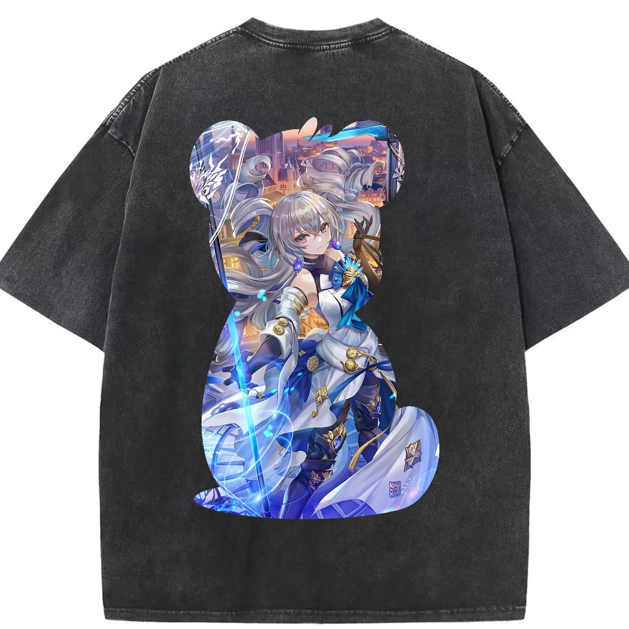 崩壊：スターレイル グッズ ブローニャ - 綿100％ ヴィンテージ風 半袖Tシャツ ・ 背面プリント ・ 柔らか肌触り ・ 通気性 快適 ・ スポーツ カジュアル 外出用