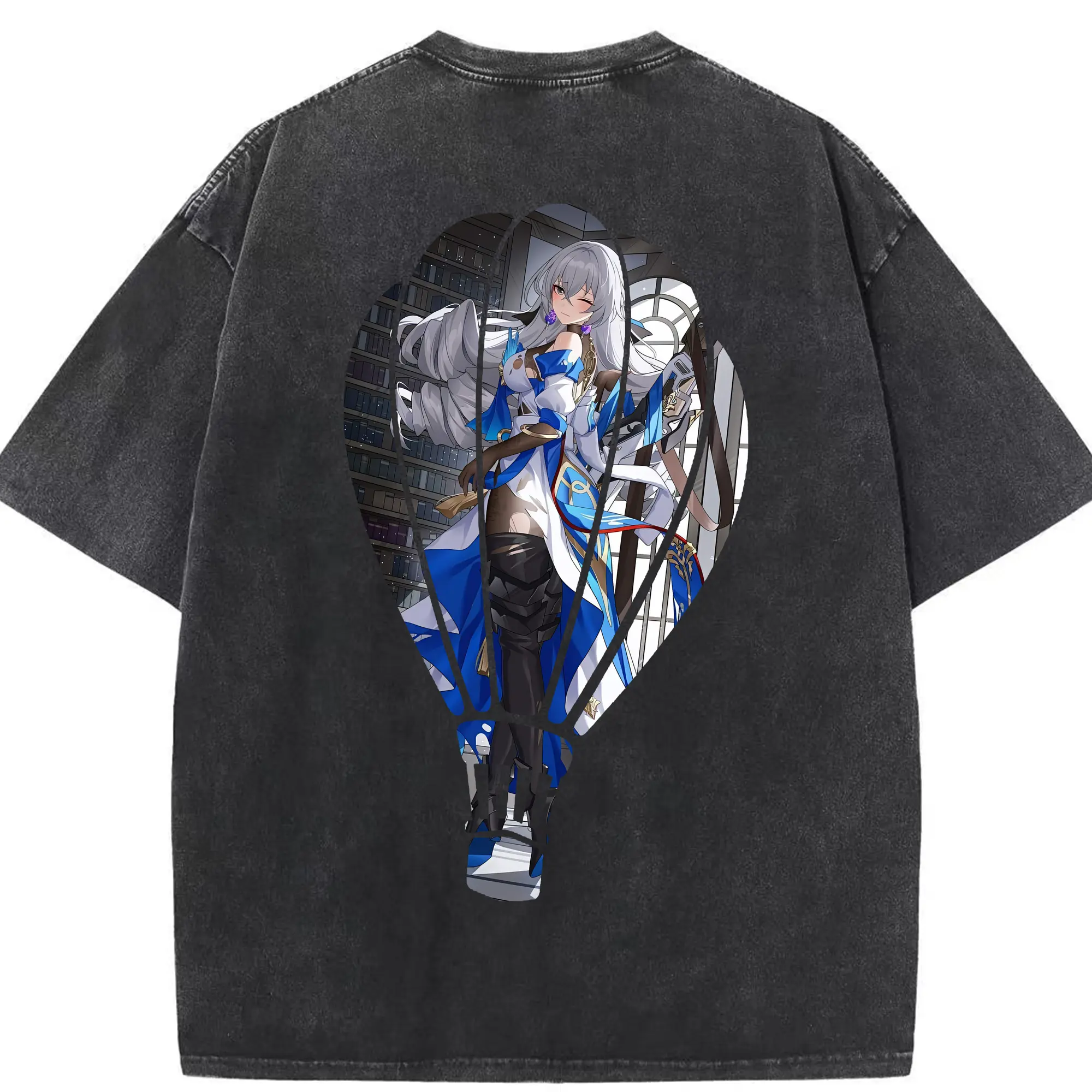 崩壊：スターレイル グッズ ブローニャ - 綿100％ ヴィンテージ風 半袖Tシャツ ・ 背面プリント ・ 柔らか肌触り ・ 通気性 快適 ・ スポーツ カジュアル 外出用