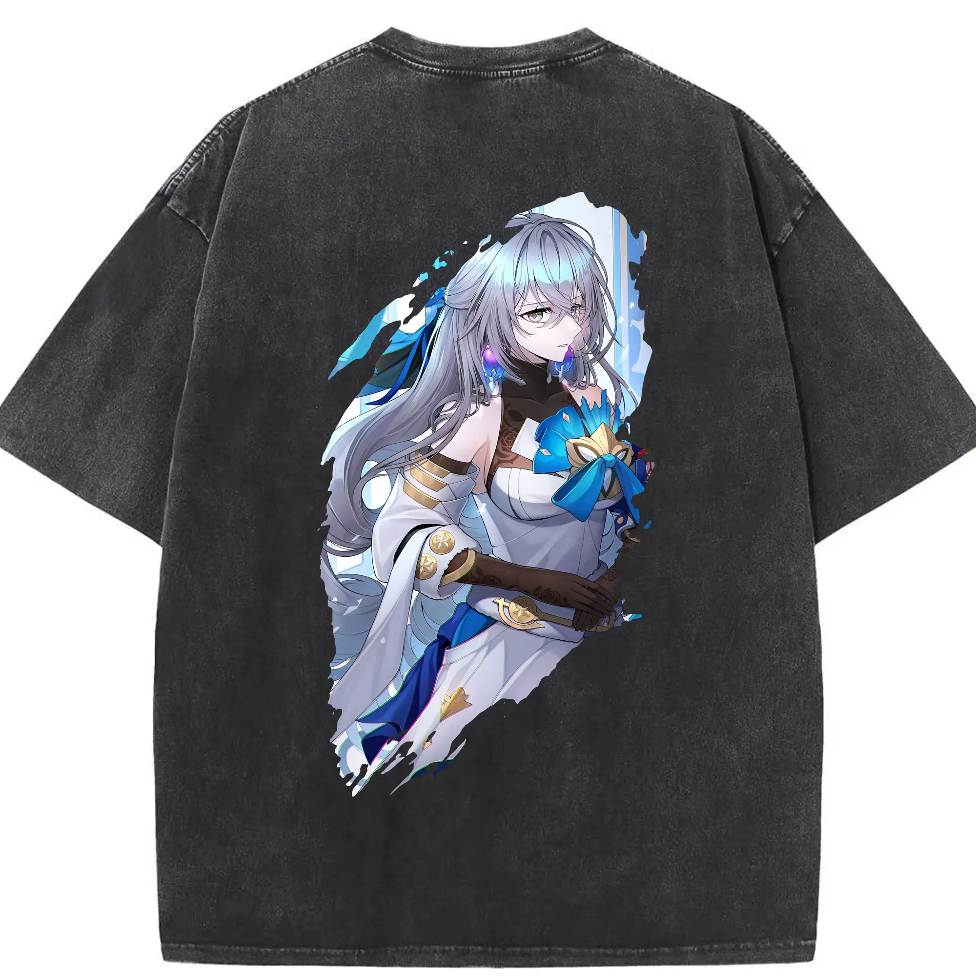 崩壊：スターレイル グッズ ブローニャ - 綿100％ ヴィンテージ風 半袖Tシャツ ・ 背面プリント ・ 柔らか肌触り ・ 通気性 快適 ・ スポーツ カジュアル 外出用