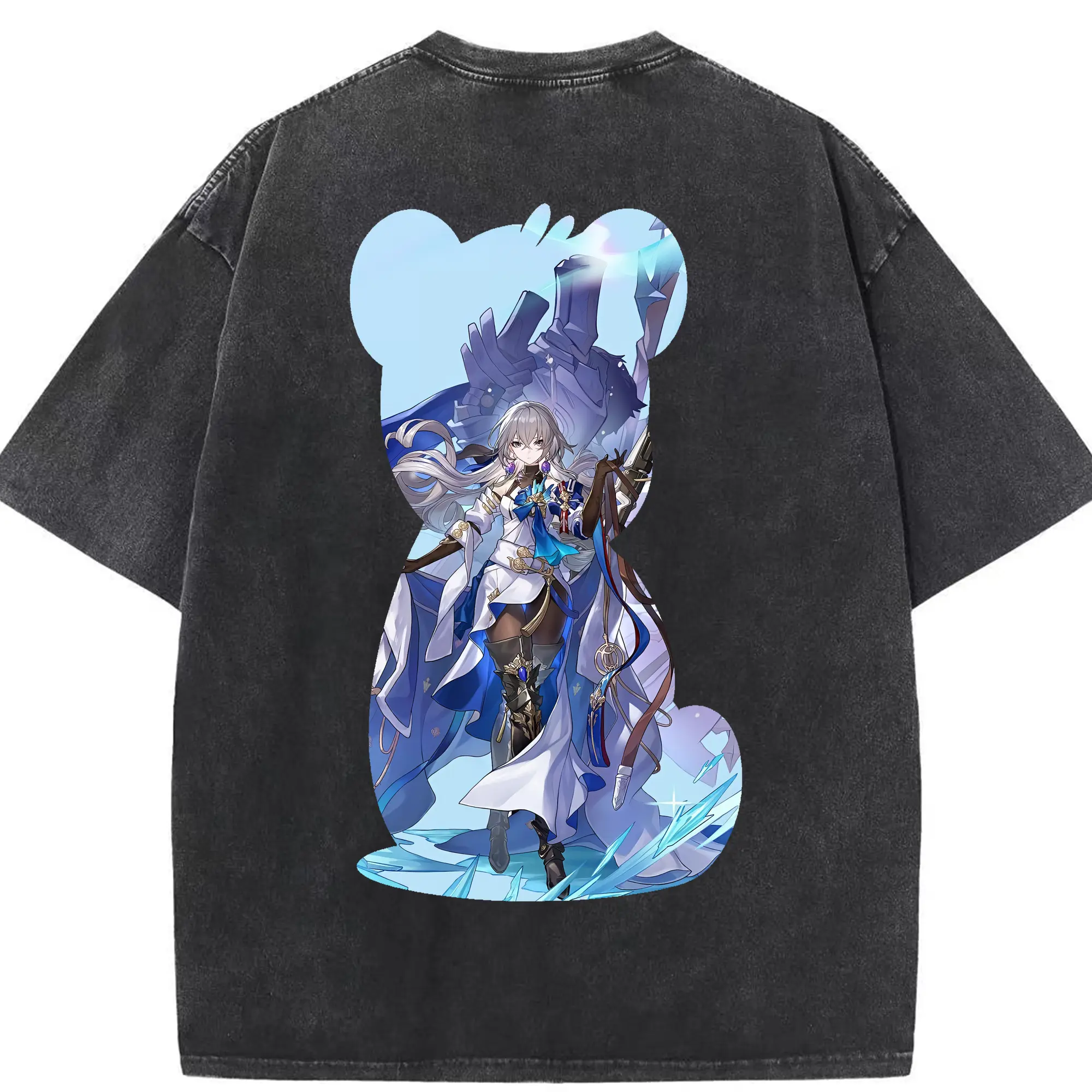 崩壊：スターレイル グッズ ブローニャ - 綿100％ ヴィンテージ風 半袖Tシャツ ・ 背面プリント ・ 柔らか肌触り ・ 通気性 快適 ・ スポーツ カジュアル 外出用