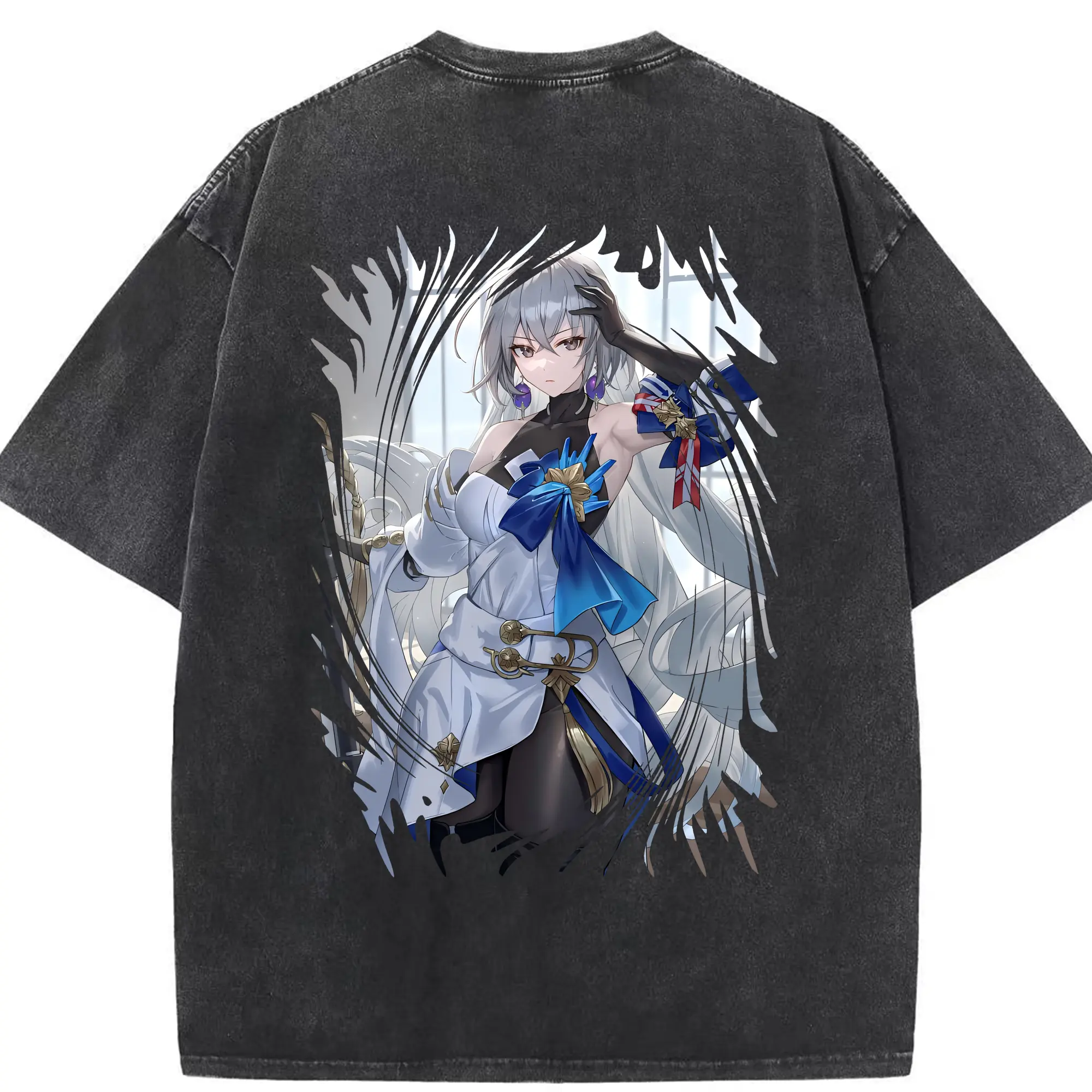 崩壊：スターレイル グッズ ブローニャ - 綿100％ ヴィンテージ風 半袖Tシャツ ・ 背面プリント ・ 柔らか肌触り ・ 通気性 快適 ・ スポーツ カジュアル 外出用