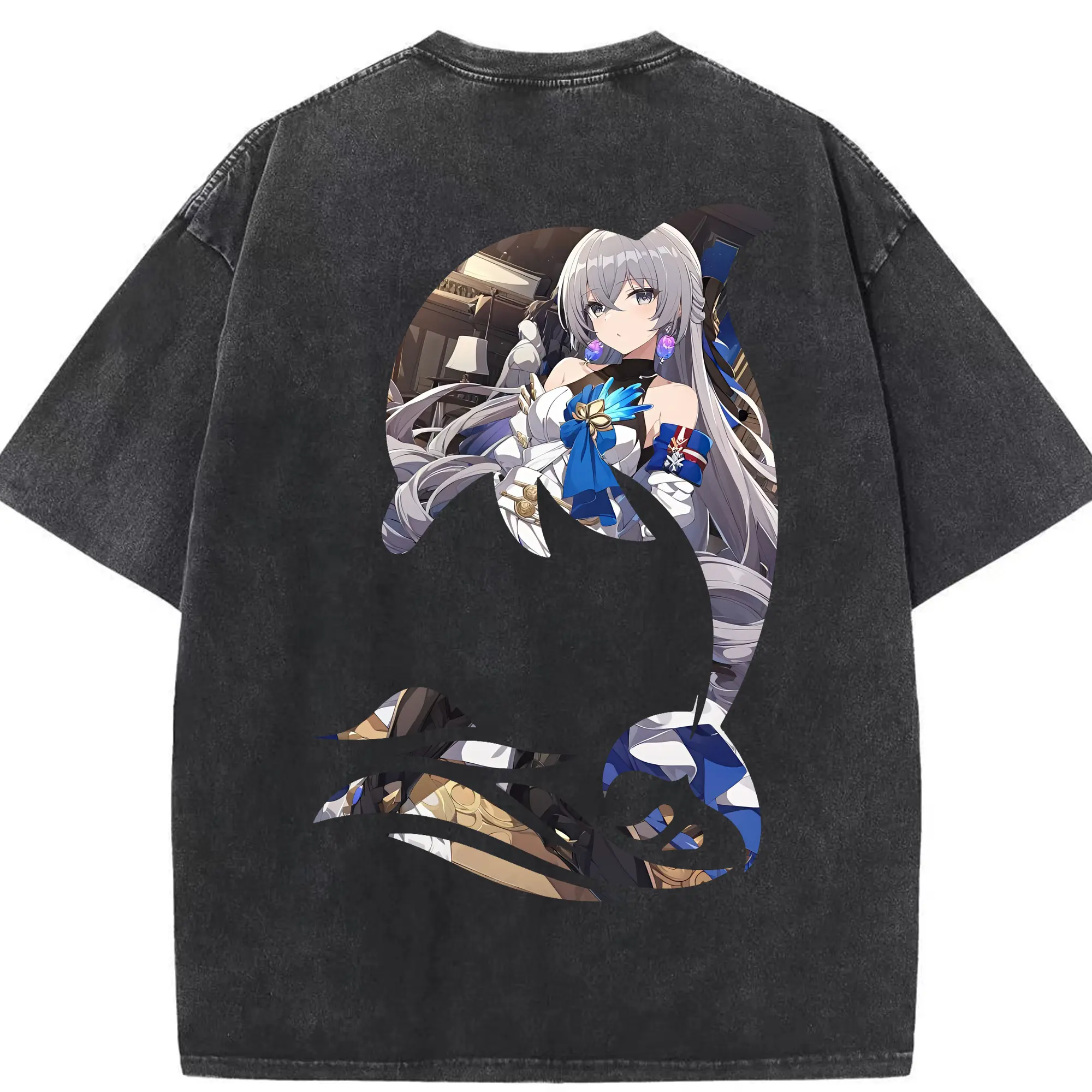 崩壊：スターレイル グッズ ブローニャ - 綿100％ ヴィンテージ風 半袖Tシャツ ・ 背面プリント ・ 柔らか肌触り ・ 通気性 快適 ・ スポーツ カジュアル 外出用