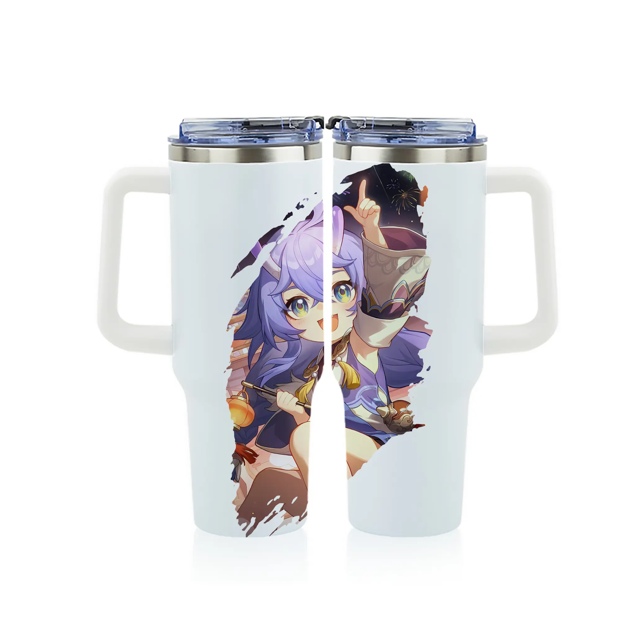 崩壊：スターレイル グッズ 白露 - 1200mL フルプリント車用タンブラー ・ 304ステンレス 内側 ・ 201ステンレス 外側 ・ 保温 保冷 ・ 通勤 ドライブ アウトドア用