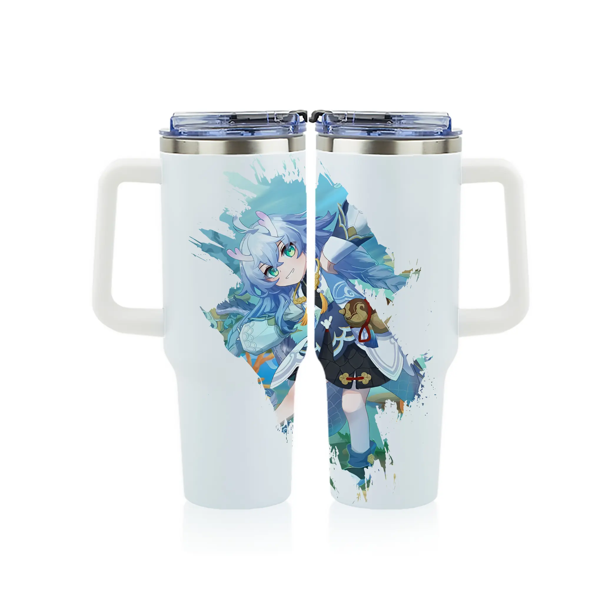 崩壊：スターレイル グッズ 白露 - 1200mL フルプリント車用タンブラー ・ 304ステンレス 内側 ・ 201ステンレス 外側 ・ 保温 保冷 ・ 通勤 ドライブ アウトドア用