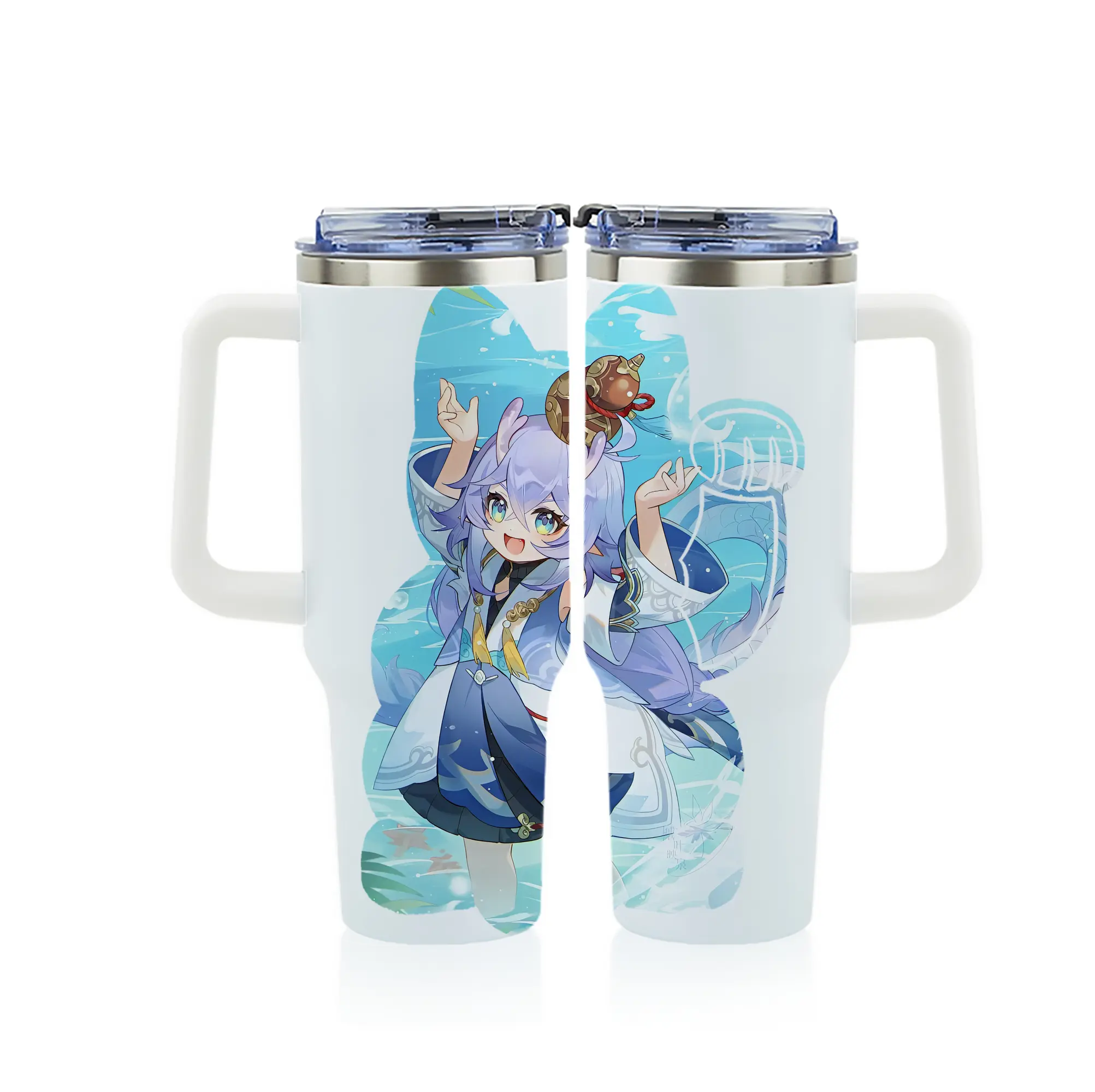 崩壊：スターレイル グッズ 白露 - 1200mL フルプリント車用タンブラー ・ 304ステンレス 内側 ・ 201ステンレス 外側 ・ 保温 保冷 ・ 通勤 ドライブ アウトドア用