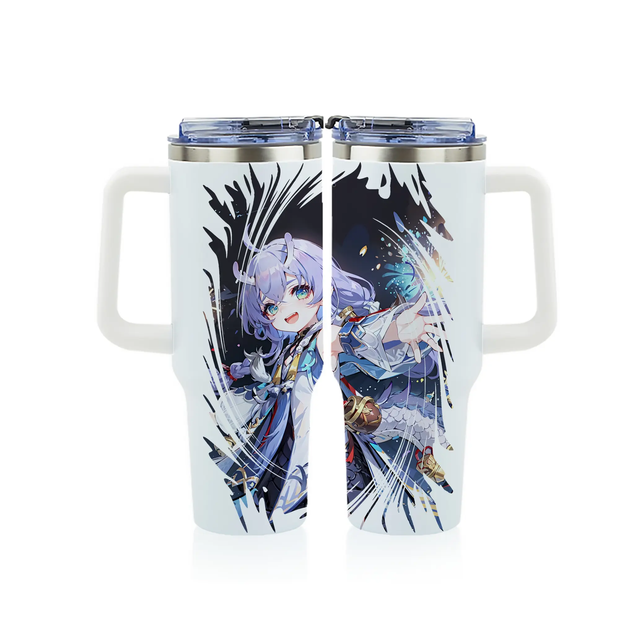 崩壊：スターレイル グッズ 白露 - 1200mL フルプリント車用タンブラー ・ 304ステンレス 内側 ・ 201ステンレス 外側 ・ 保温 保冷 ・ 通勤 ドライブ アウトドア用