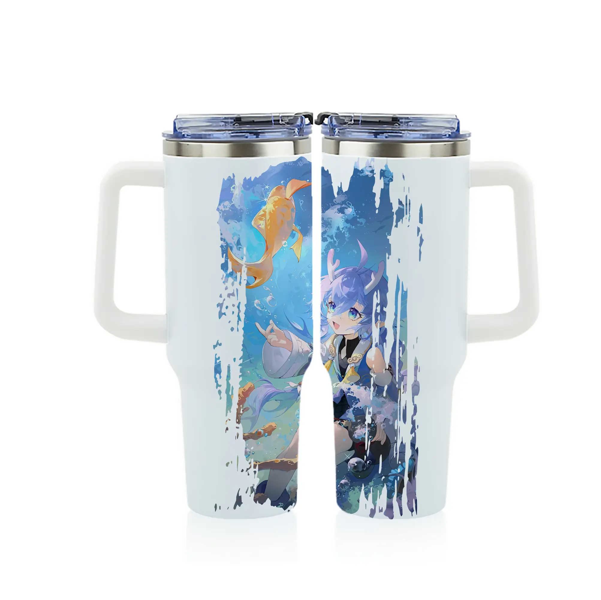 崩壊：スターレイル グッズ 白露 - 1200mL フルプリント車用タンブラー ・ 304ステンレス 内側 ・ 201ステンレス 外側 ・ 保温 保冷 ・ 通勤 ドライブ アウトドア用