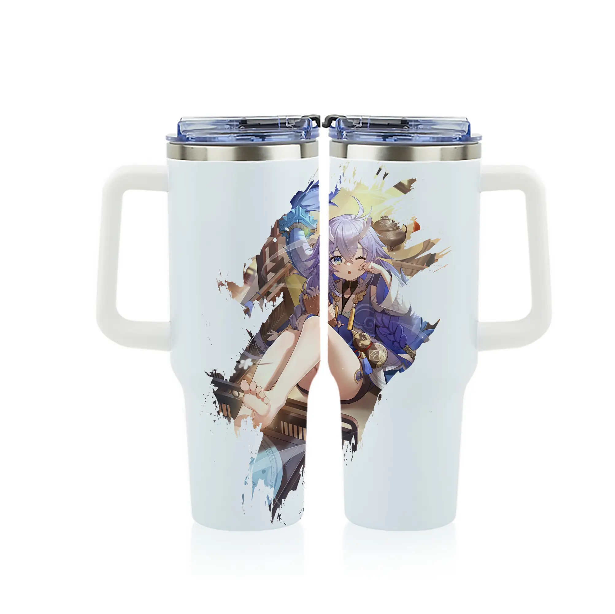 崩壊：スターレイル グッズ 白露 - 1200mL フルプリント車用タンブラー ・ 304ステンレス 内側 ・ 201ステンレス 外側 ・ 保温 保冷 ・ 通勤 ドライブ アウトドア用