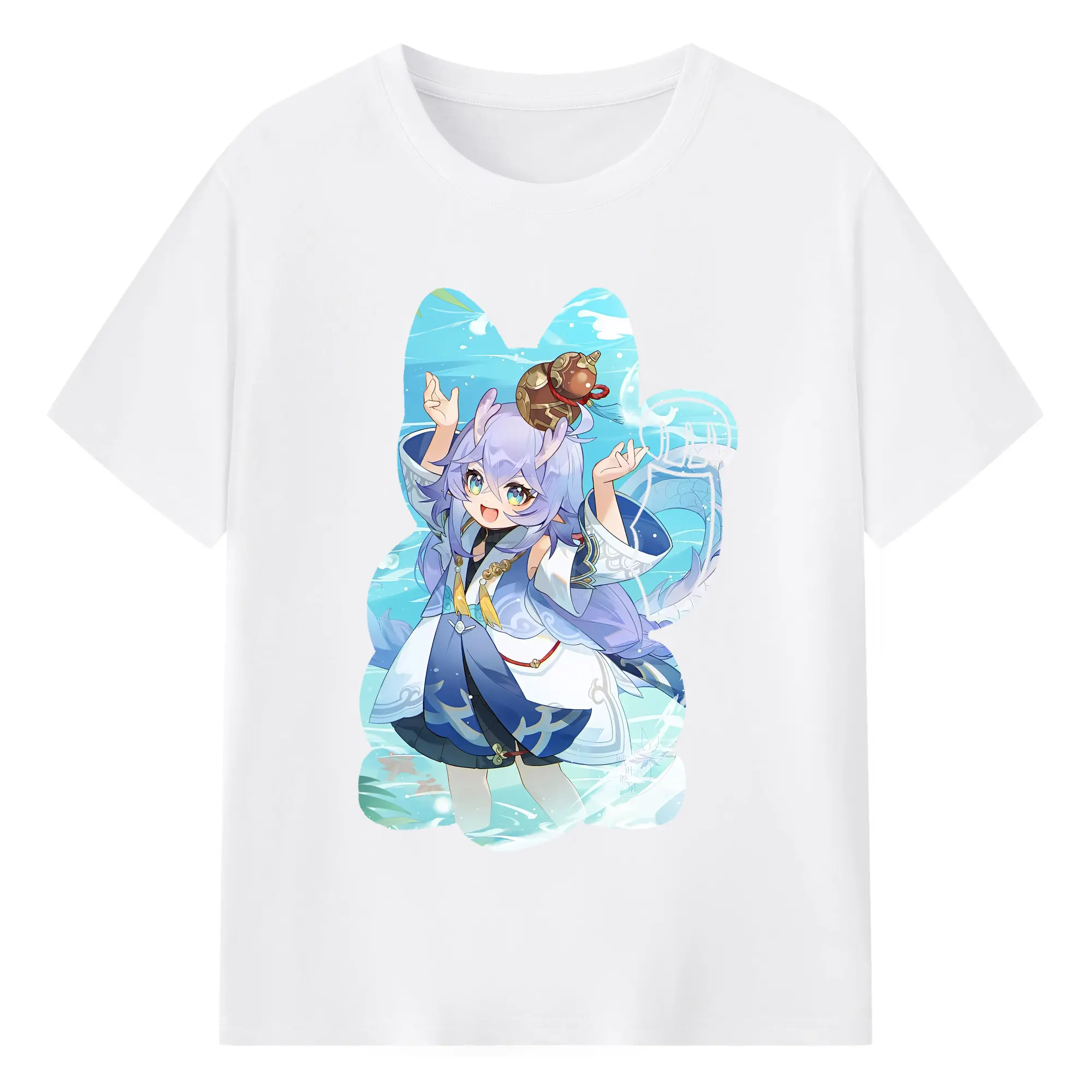 崩壊：スターレイル グッズ 白露 - 綿100％ 半袖Tシャツ ・ フロントプリント ・ 快適 通気性 ・ 日常使い 散歩 スポーツ用