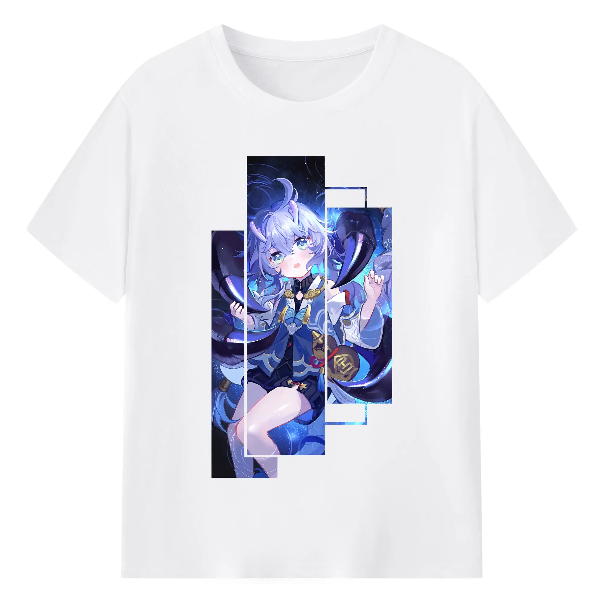 崩壊：スターレイル グッズ 白露 - 綿100％ 半袖Tシャツ ・ フロントプリント ・ 快適 通気性 ・ 日常使い 散歩 スポーツ用