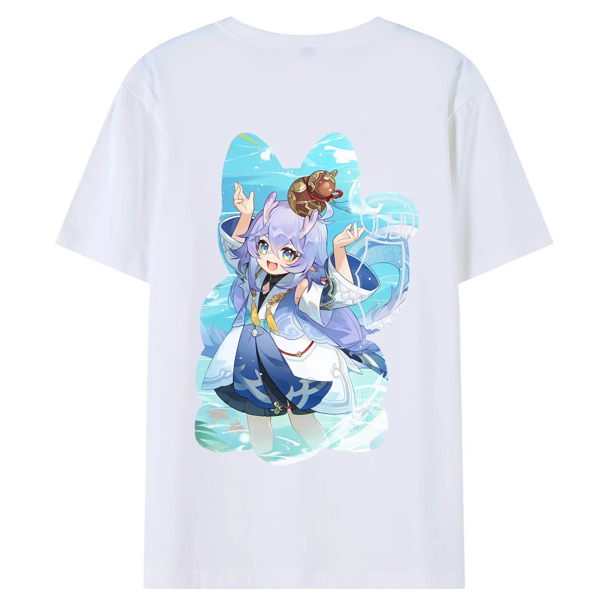 崩壊：スターレイル グッズ 白露 - 綿100％ 半袖Tシャツ ・ バックプリント ・ 快適 通気性 ・ 日常使い 散歩 スポーツ用