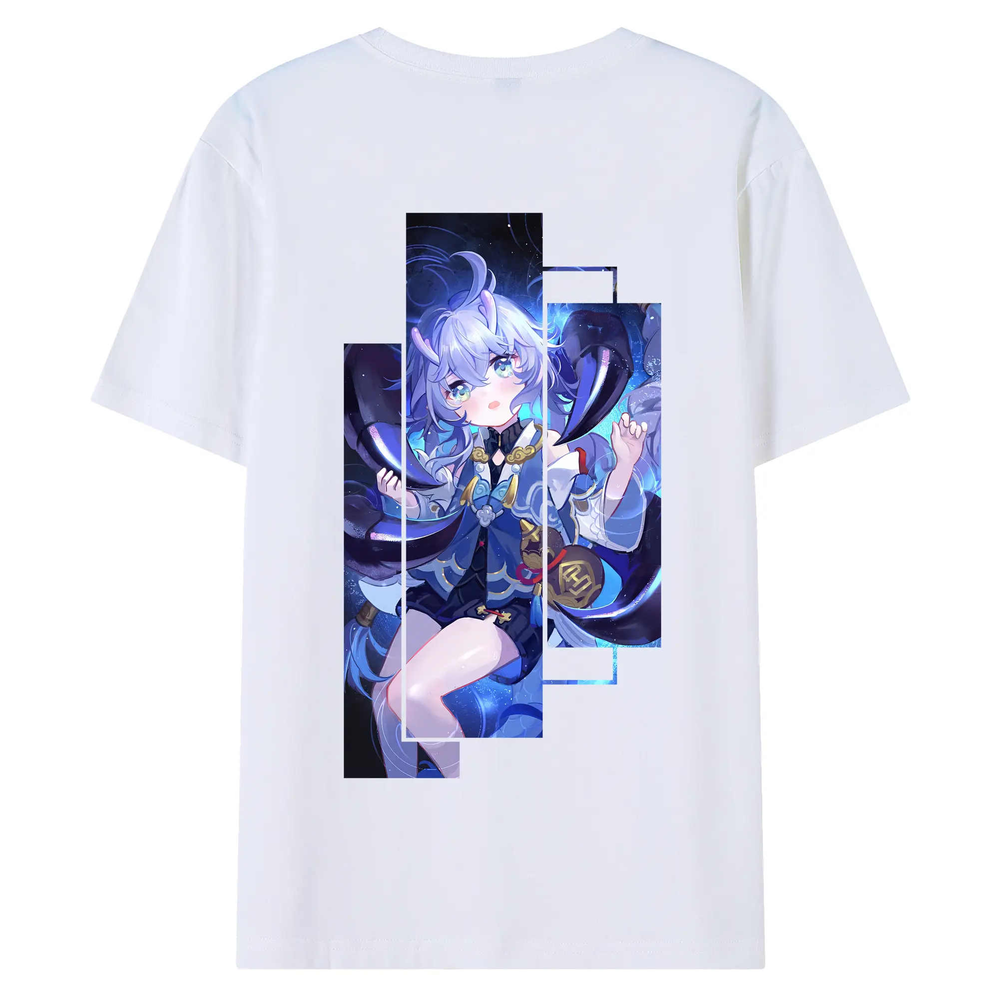 崩壊：スターレイル グッズ 白露 - 綿100％ 半袖Tシャツ ・ バックプリント ・ 快適 通気性 ・ 日常使い 散歩 スポーツ用