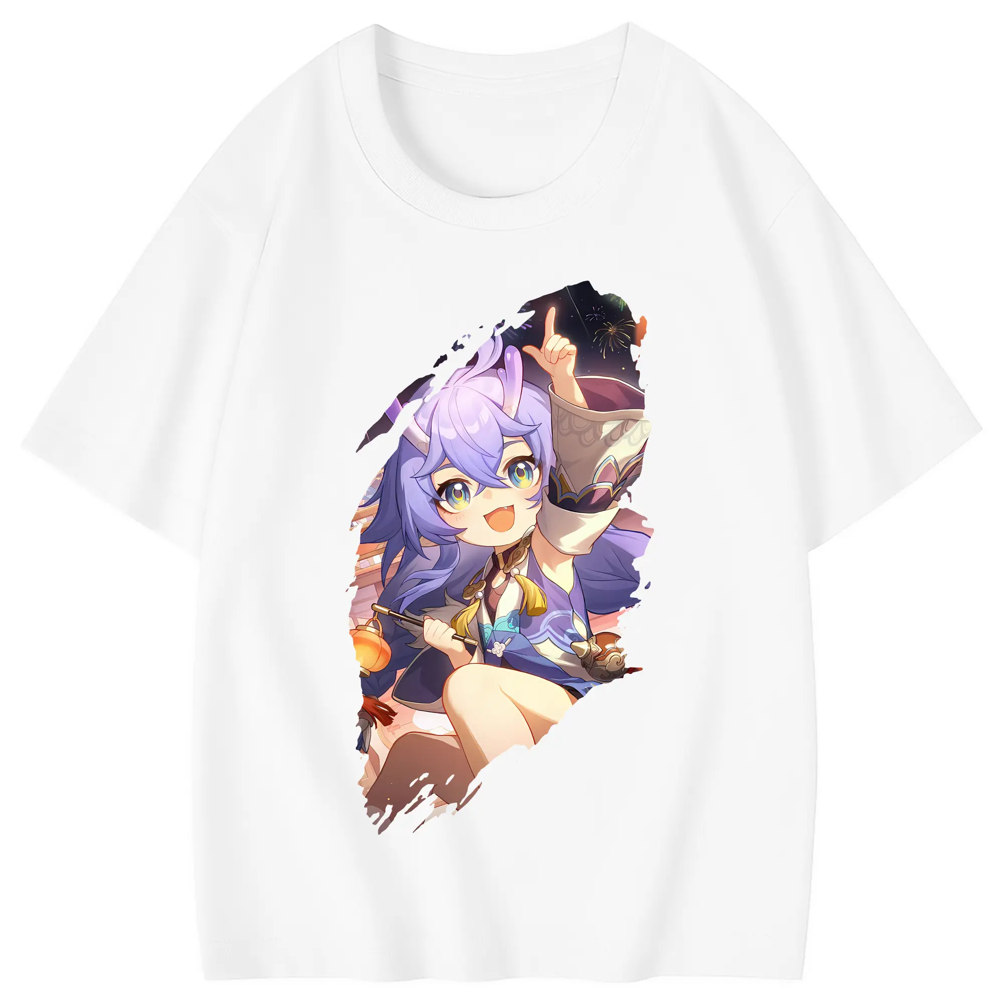 崩壊：スターレイル グッズ 白露 - 綿100％ キッズTシャツ ・ フロントプリント ・ 快適 通気性 ・ スポーツ カジュアル 散歩用